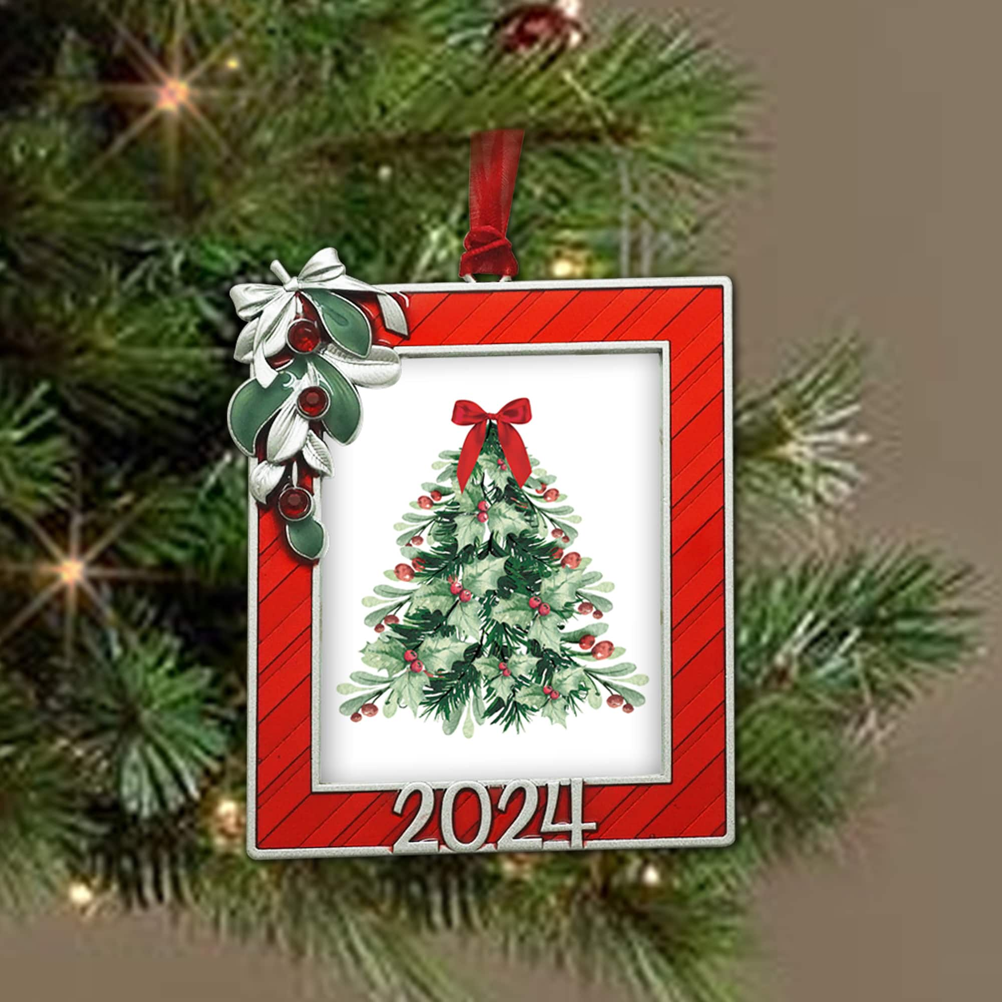 2&#x22; x 2.5&#x22; Red Mistletoe 2024 Ornament Frame by Studio D&#xE9;cor&#xAE;