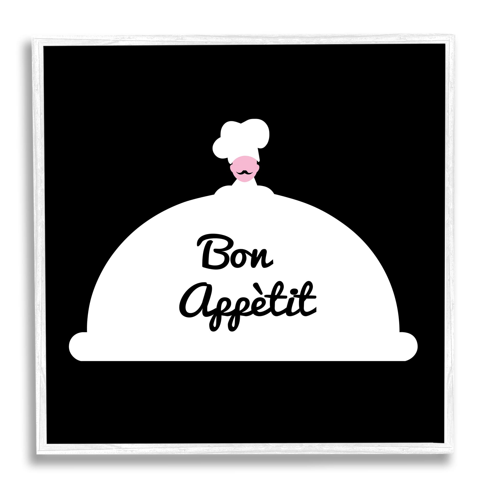 Stupell Industries Bon Appetit Phrase Mustache Chef Modern Design Framed Wall Art