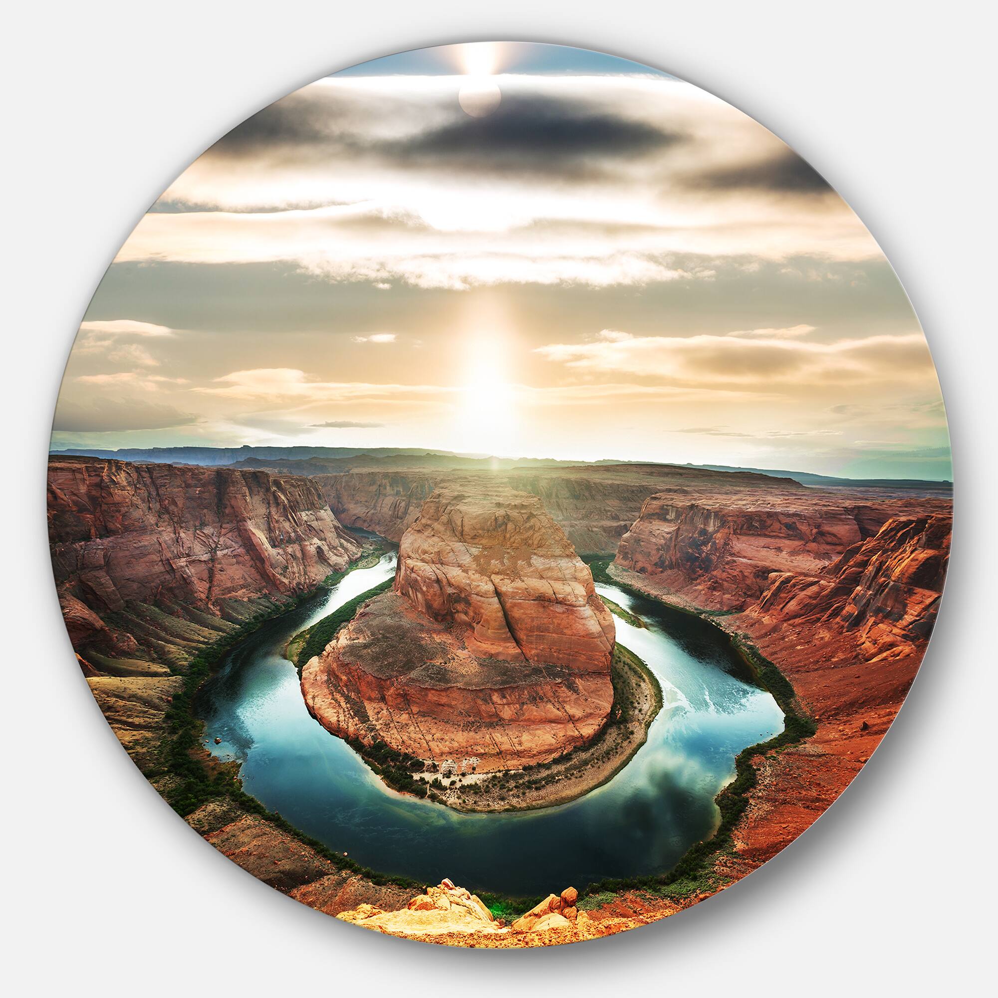 Designart - Horseshoe Bend At Sunset' Oversized Landscape Metal Circle Wall Art
