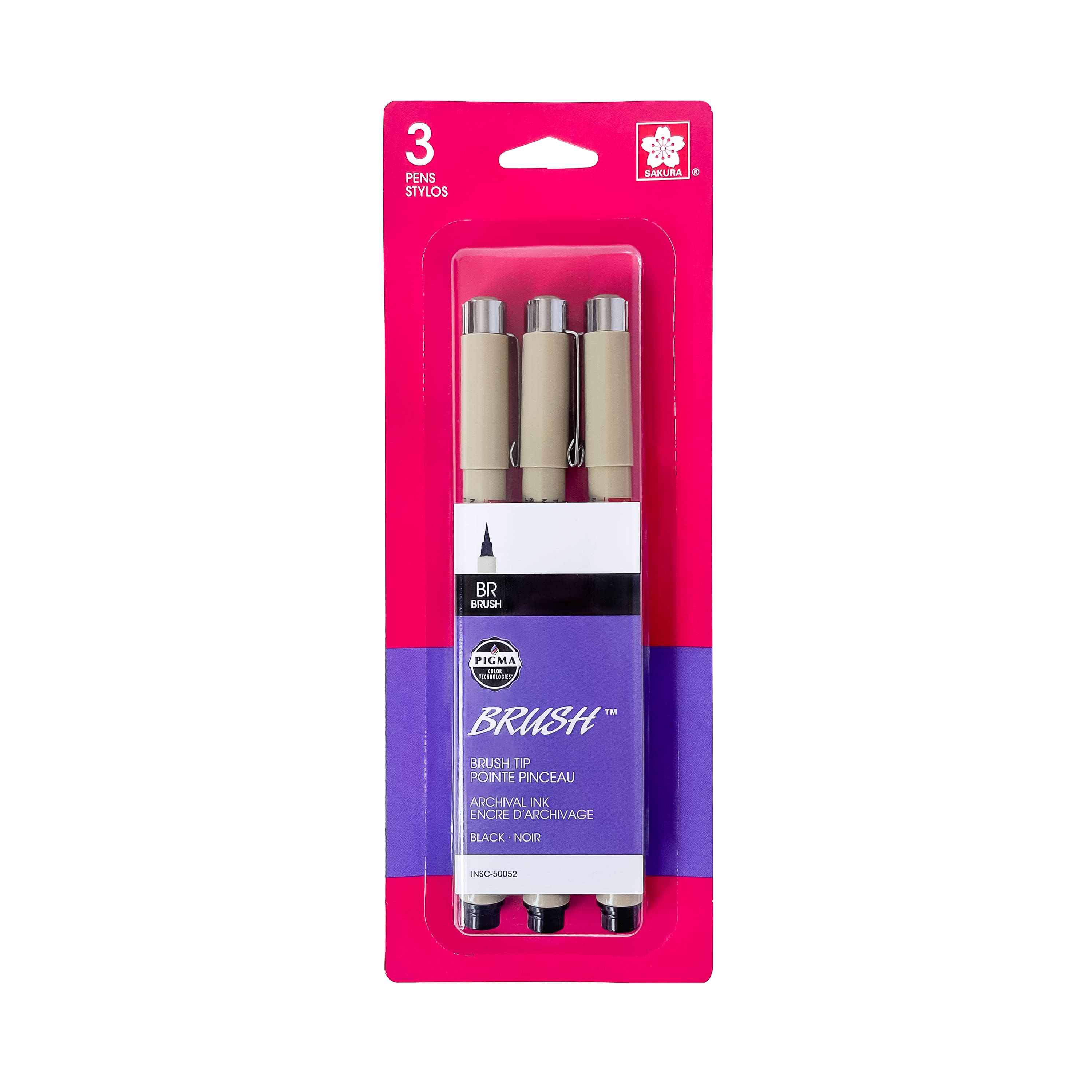 Pigma&#xAE; Black Brush Pens, 3ct.