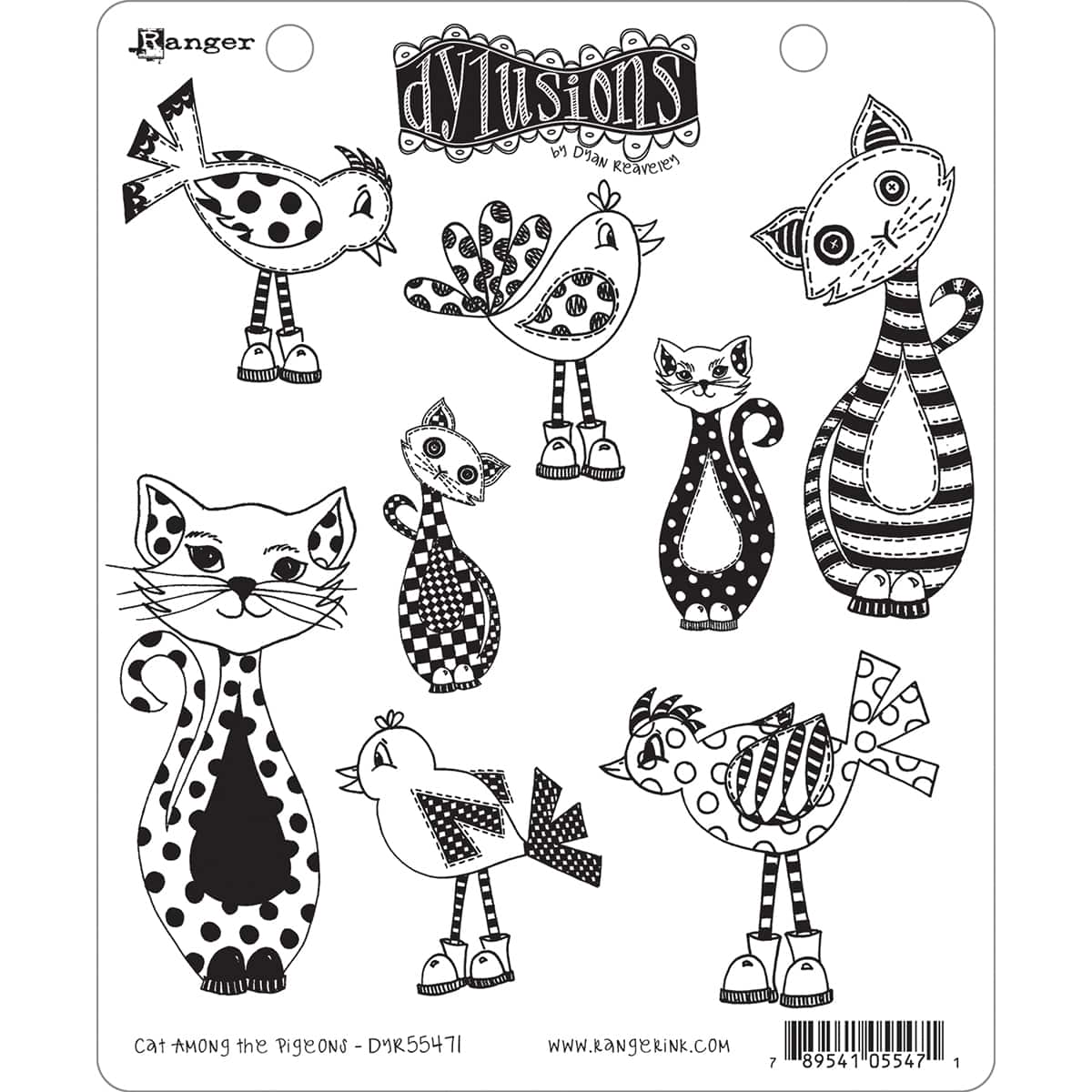 Dyan Reaveley&#x27;s Dylusions Cat Among Pigeons Cling Stamp Set
