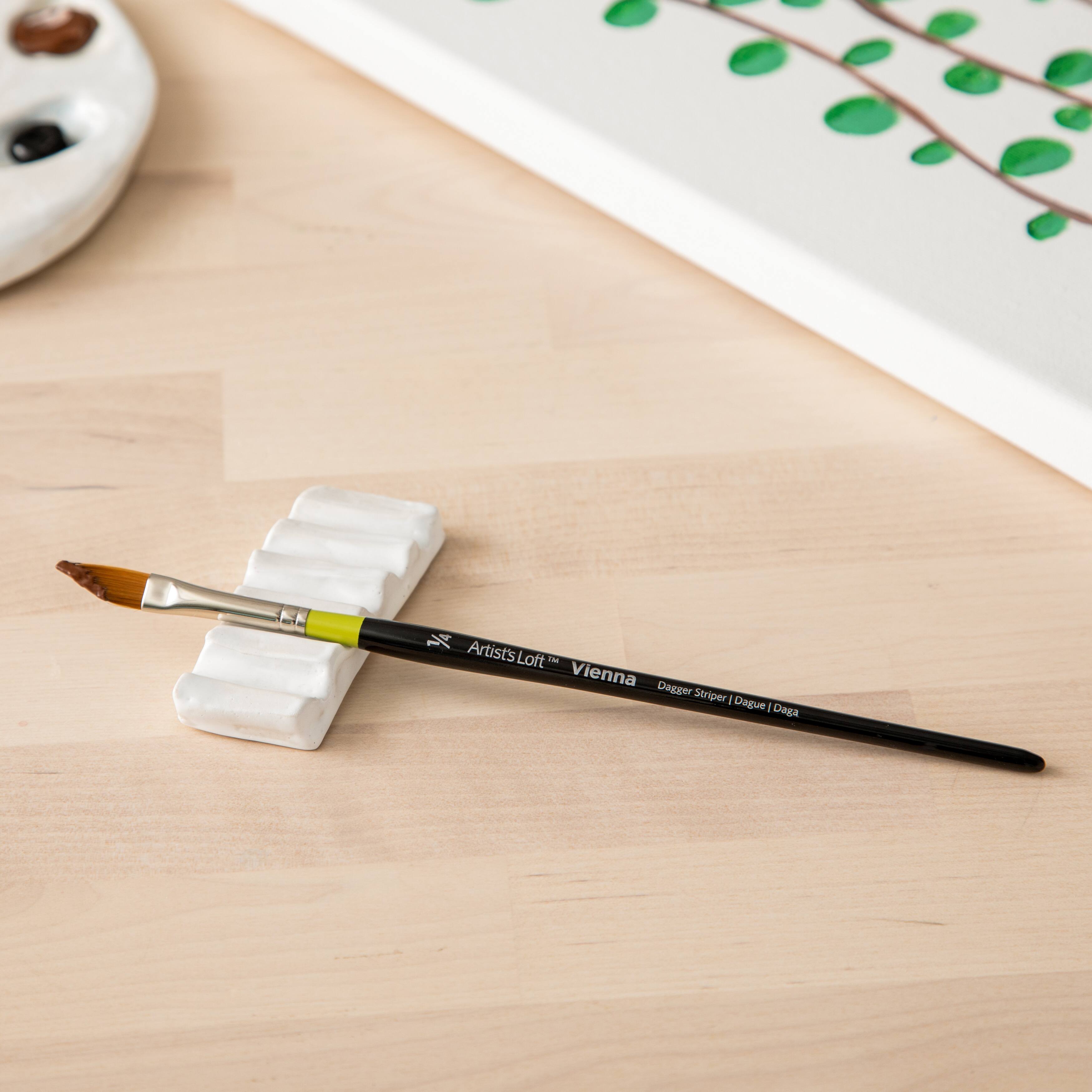 12 Pack: Vienna Golden Taklon Short Handle Dagger Striper Brush by Artist's Loft™