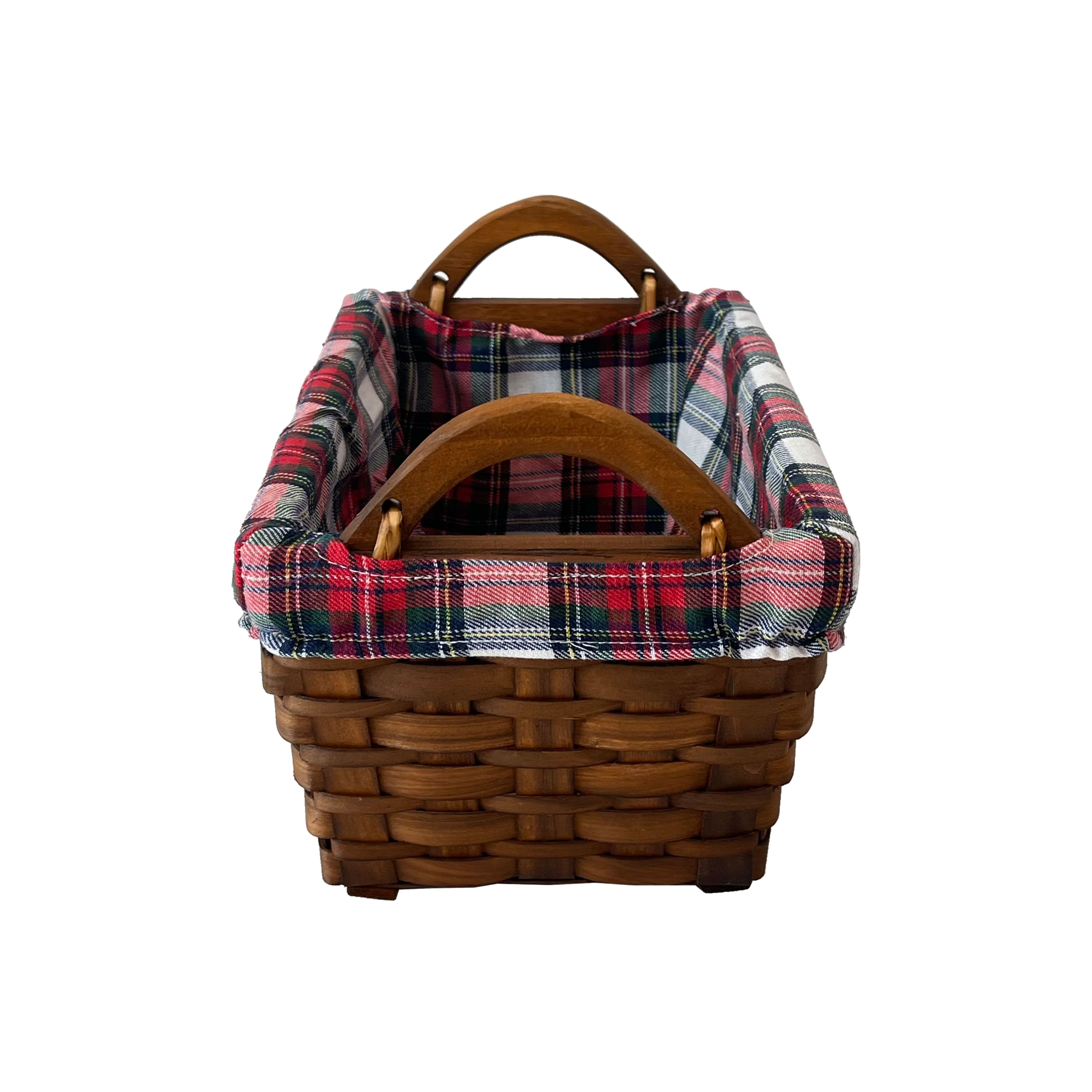 Small Wood Basket with Plaid Liner by Ashland&#xAE;