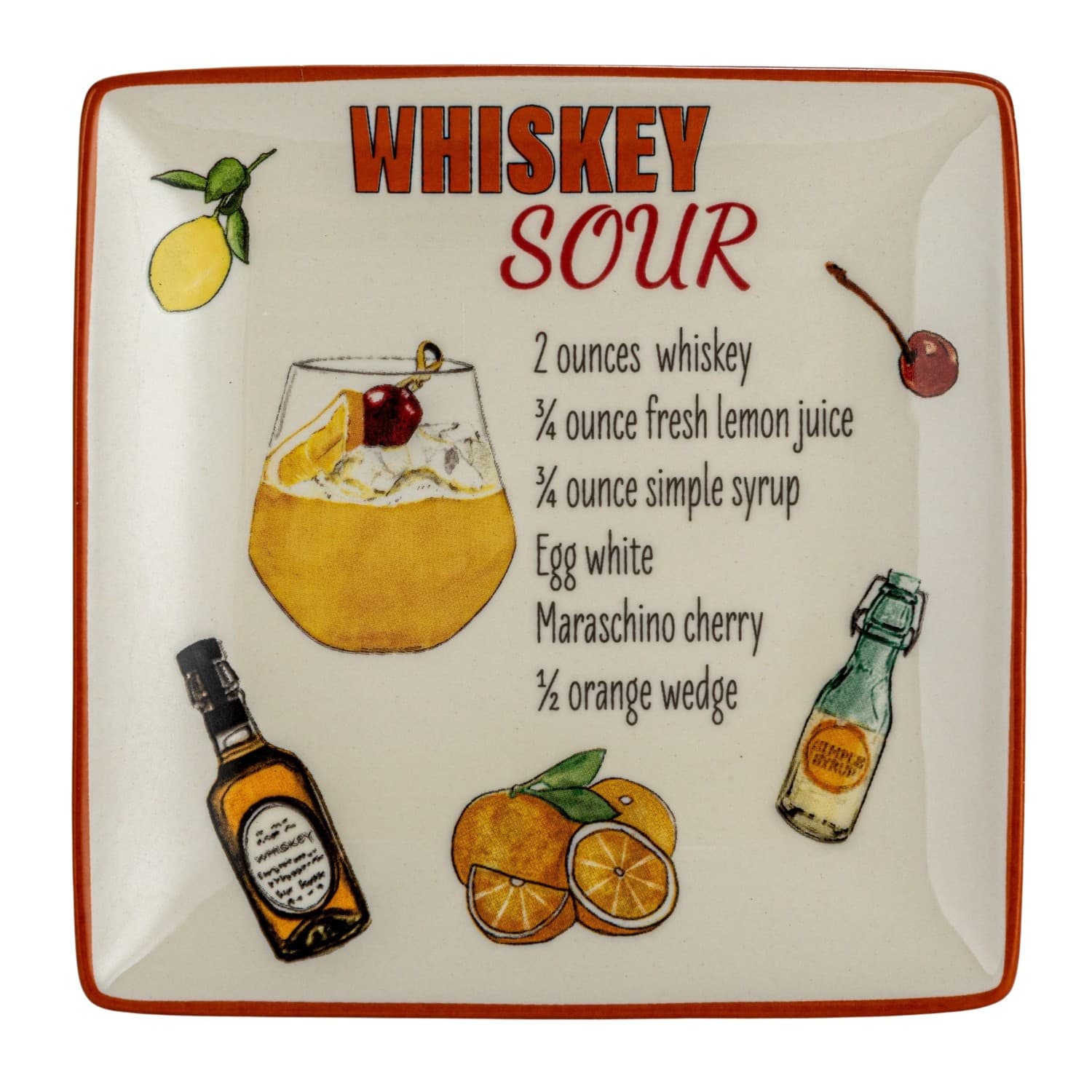 Hello Honey® 6" Cocktail Recipe Design Stoneware Plate Set