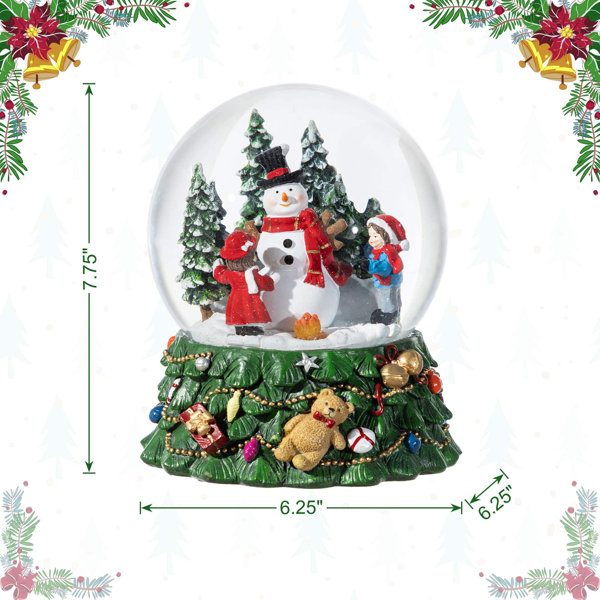 Glitzhome&#xAE; 150mm Christmas Resin Lighted Musical Snowflakes Snowman Waterglobe