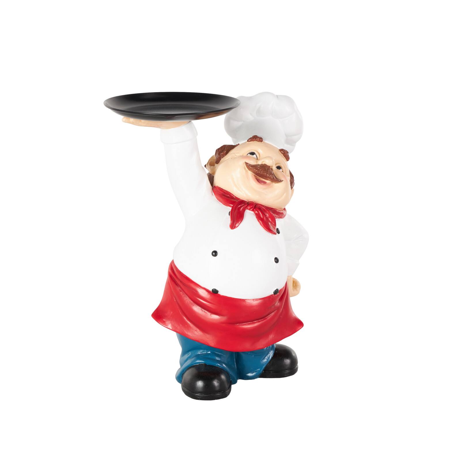 12" Polystone Chef Kitchen Decorative Sculpture with Tray