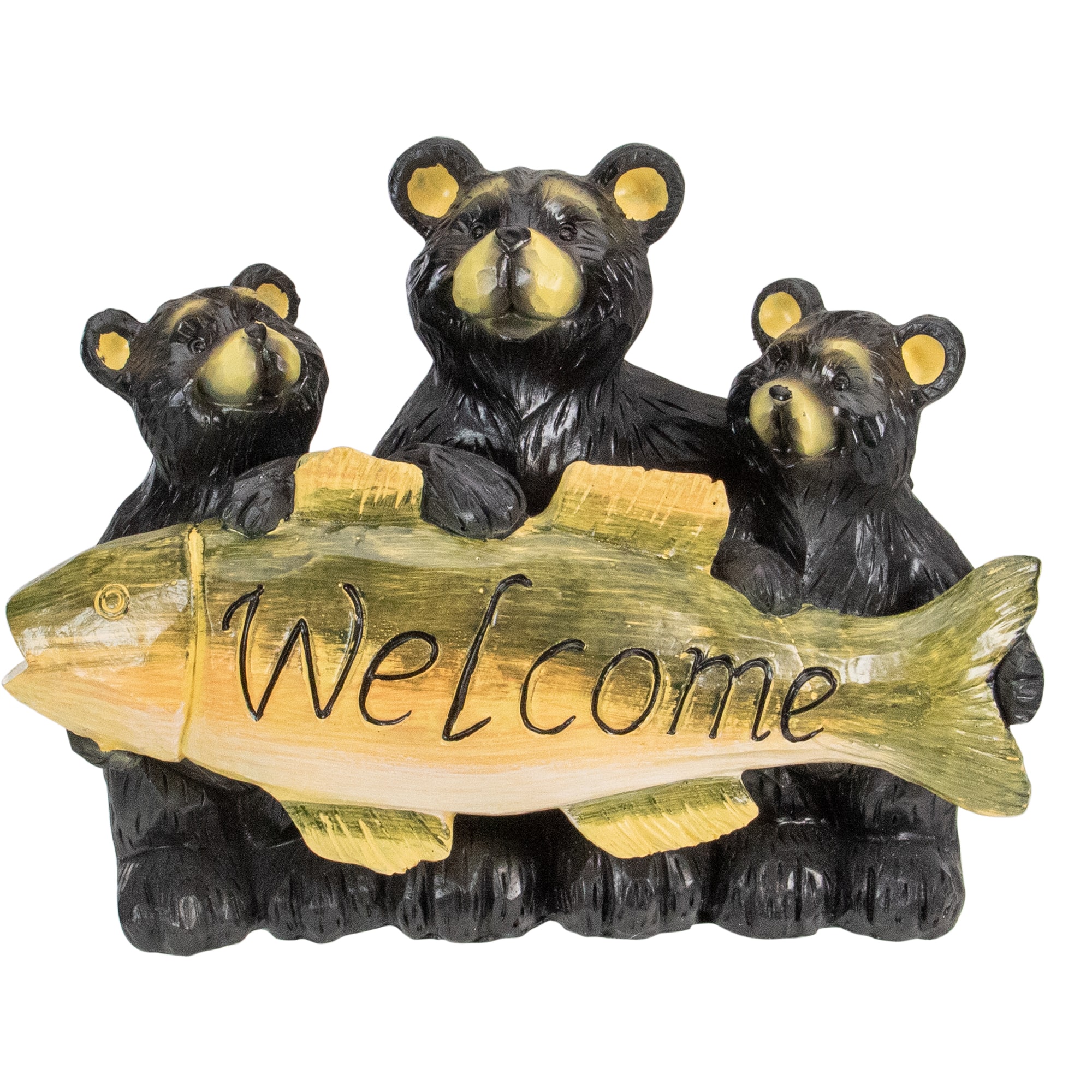 10&#x22; Bear Family Trio Welcome Sign Outdoor Garden Statue