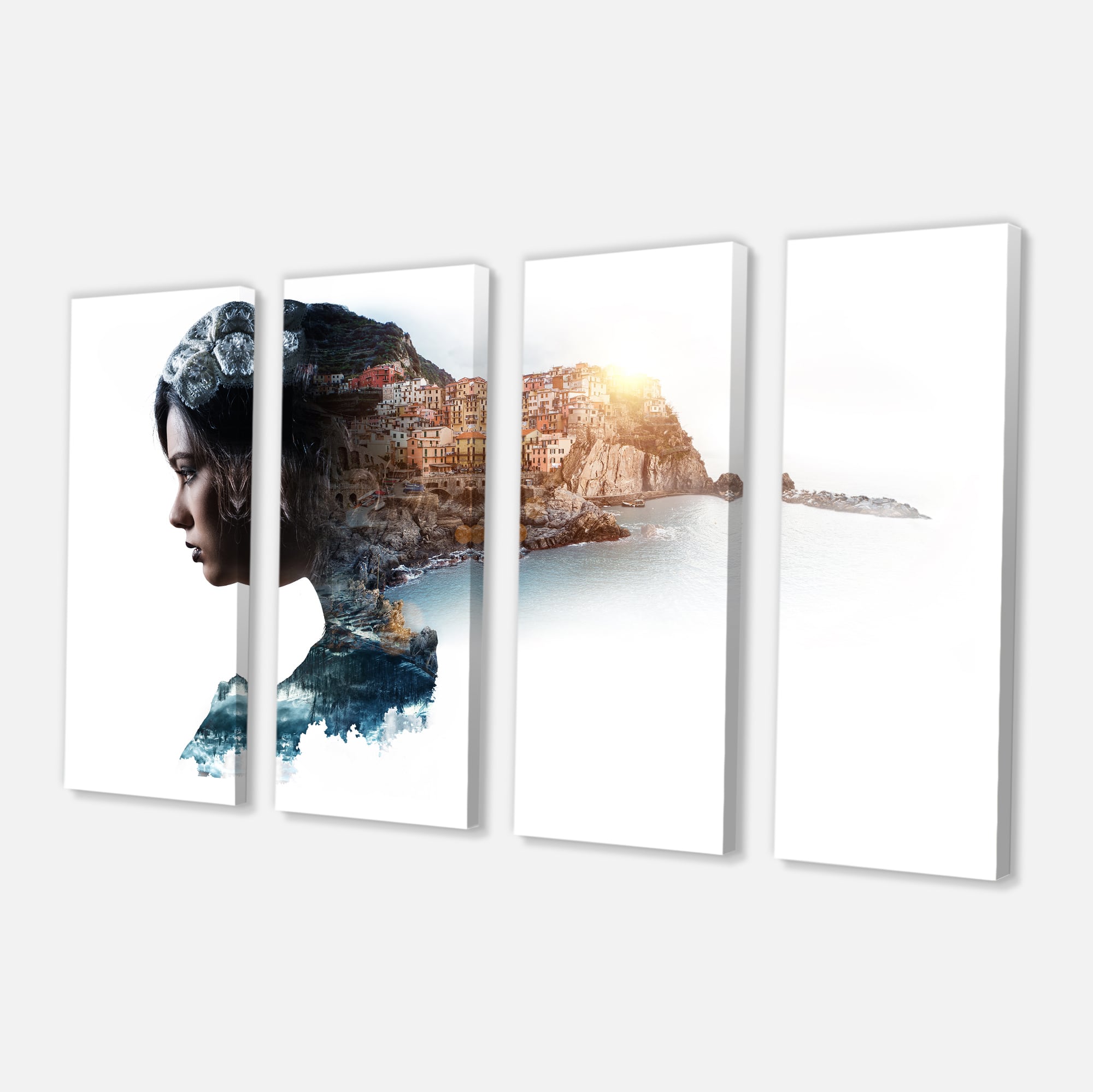 Designart - Double Exposure Woman Portrait - Portrait Canvas Art Print