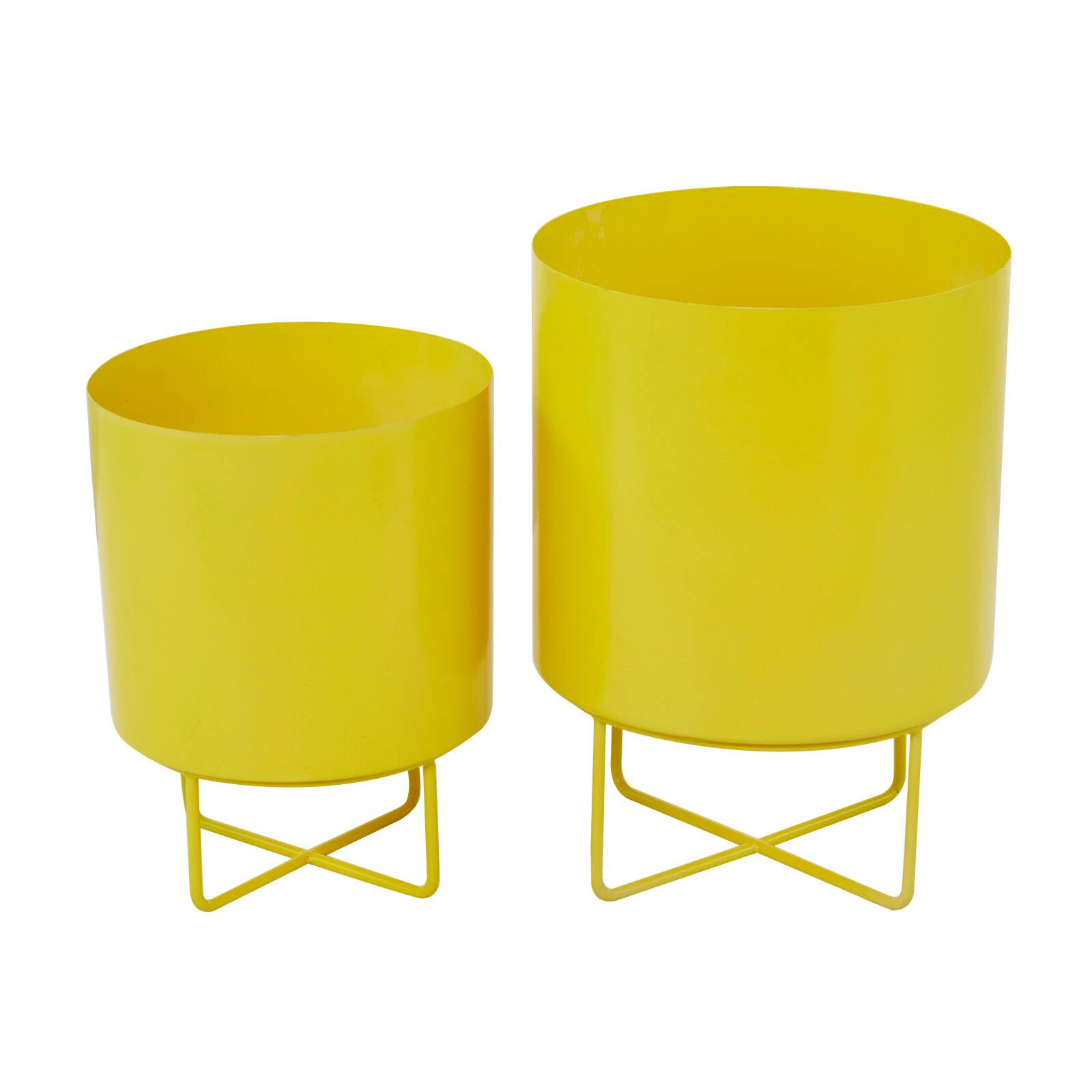 Yellow Modern Planter, Set of 2" 16", 13"