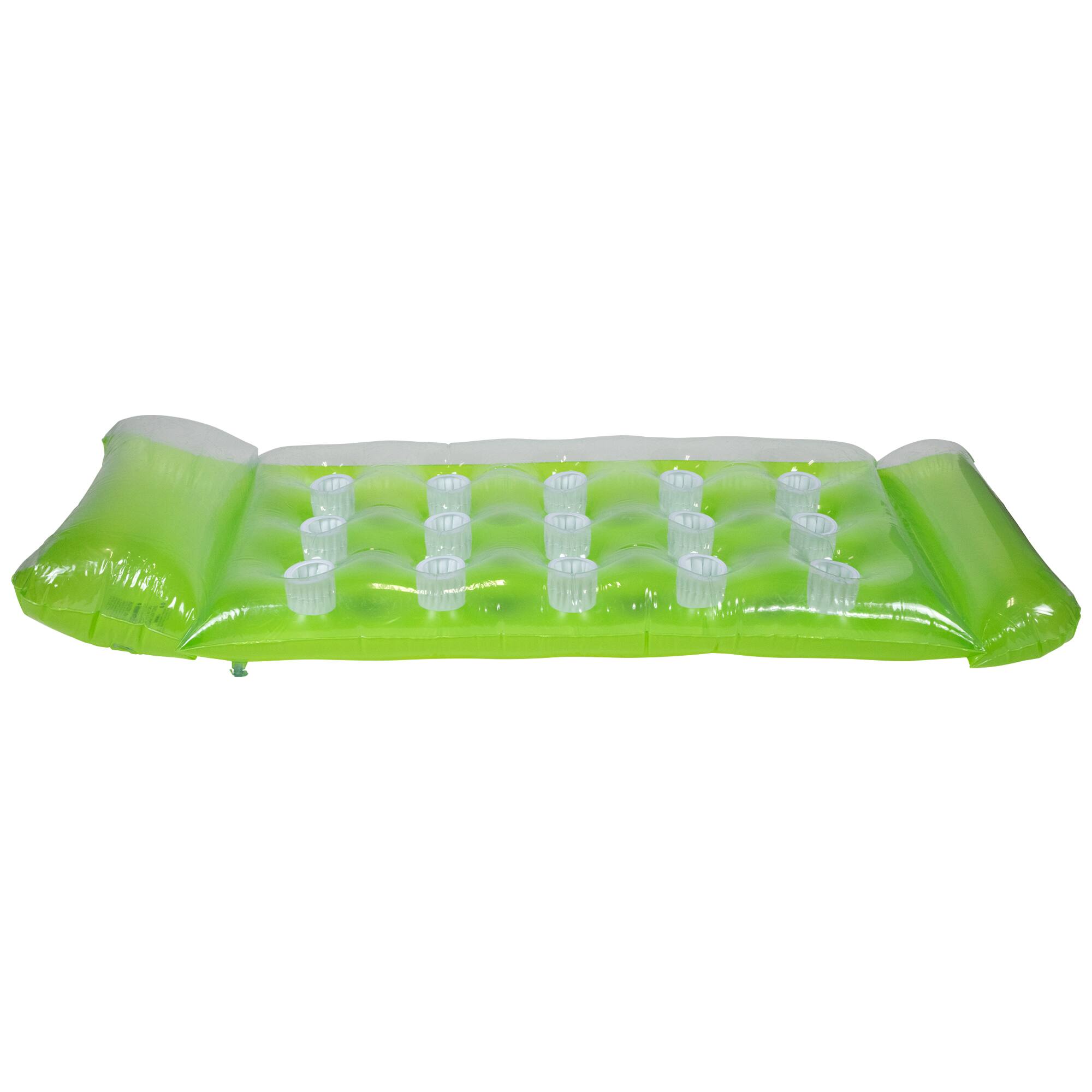 64.75&#x22; Green 15-Pocket Inflatable Swimming Pool Lounge 