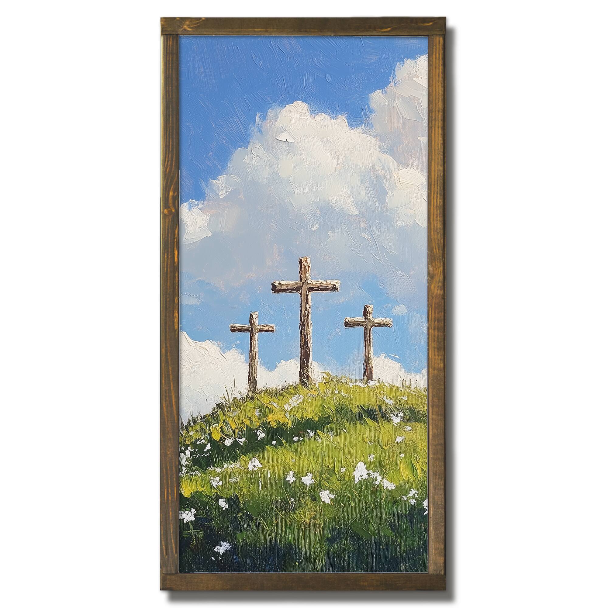 12&#x22; x 24&#x22; Cross Trio Framed Wood Plaque