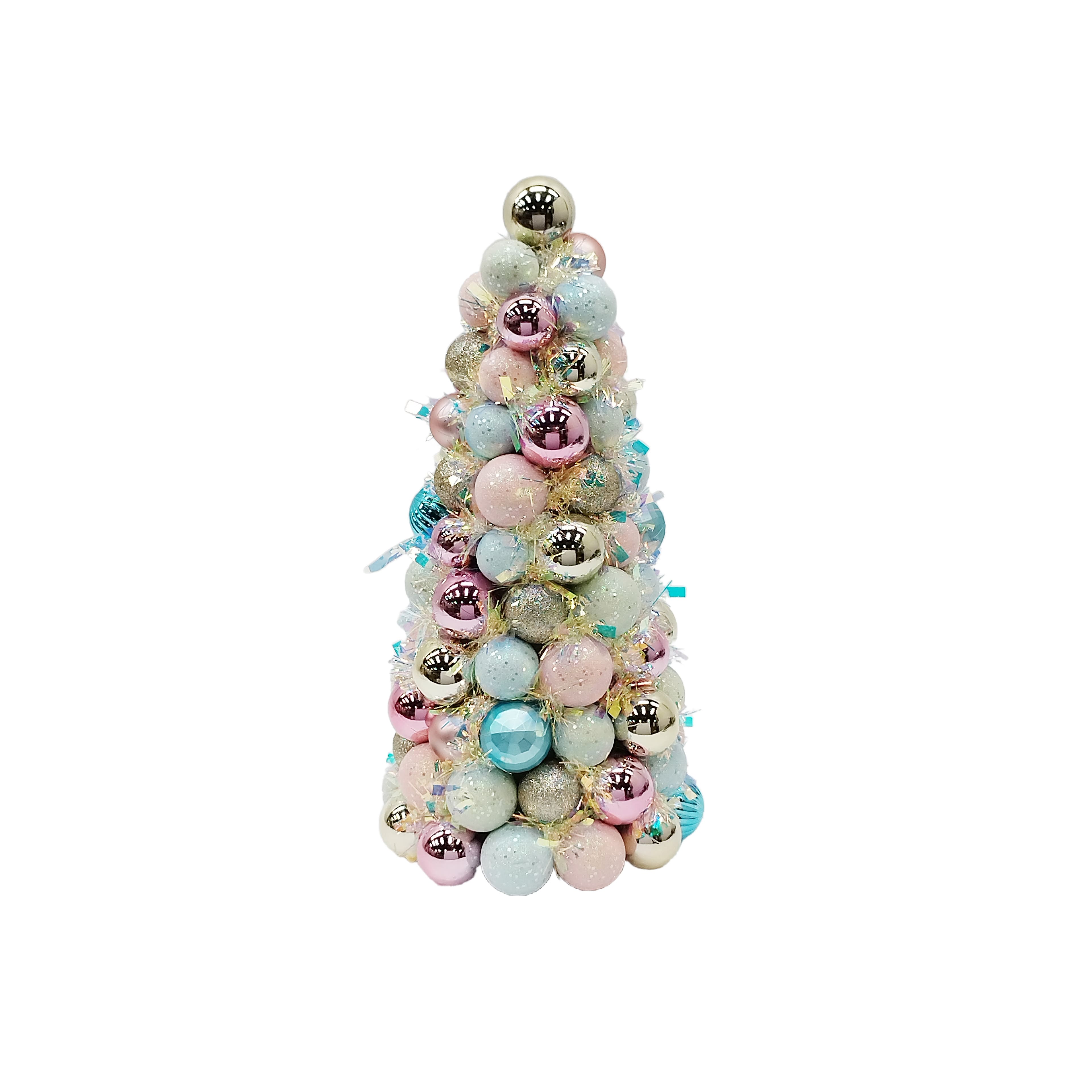 18.75&#x22; Pink, Blue &#x26; Gold Sparkly Sugar Plum Tabletop Ornament Tree by Ashland&#xAE;