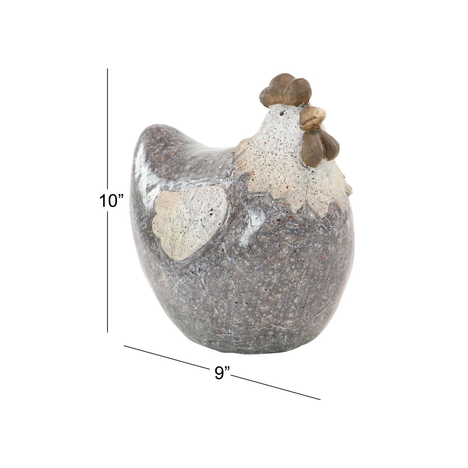 10" Gray Stone Country Hen Garden Sculpture