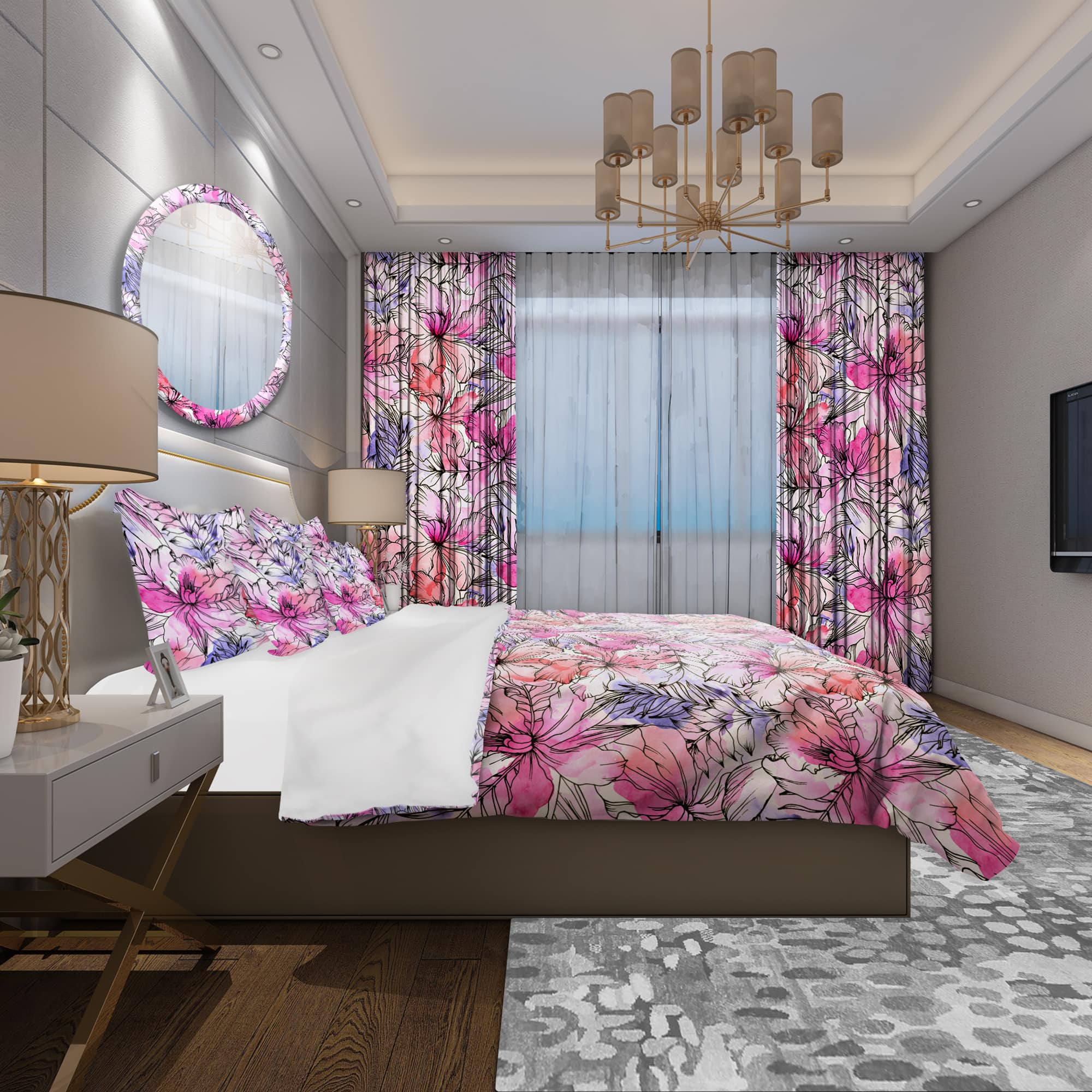 Designart &#x27;Floral Pattern&#x27; Modern &#x26; Contemporary Bedding Set - Duvet Cover &#x26; Shams