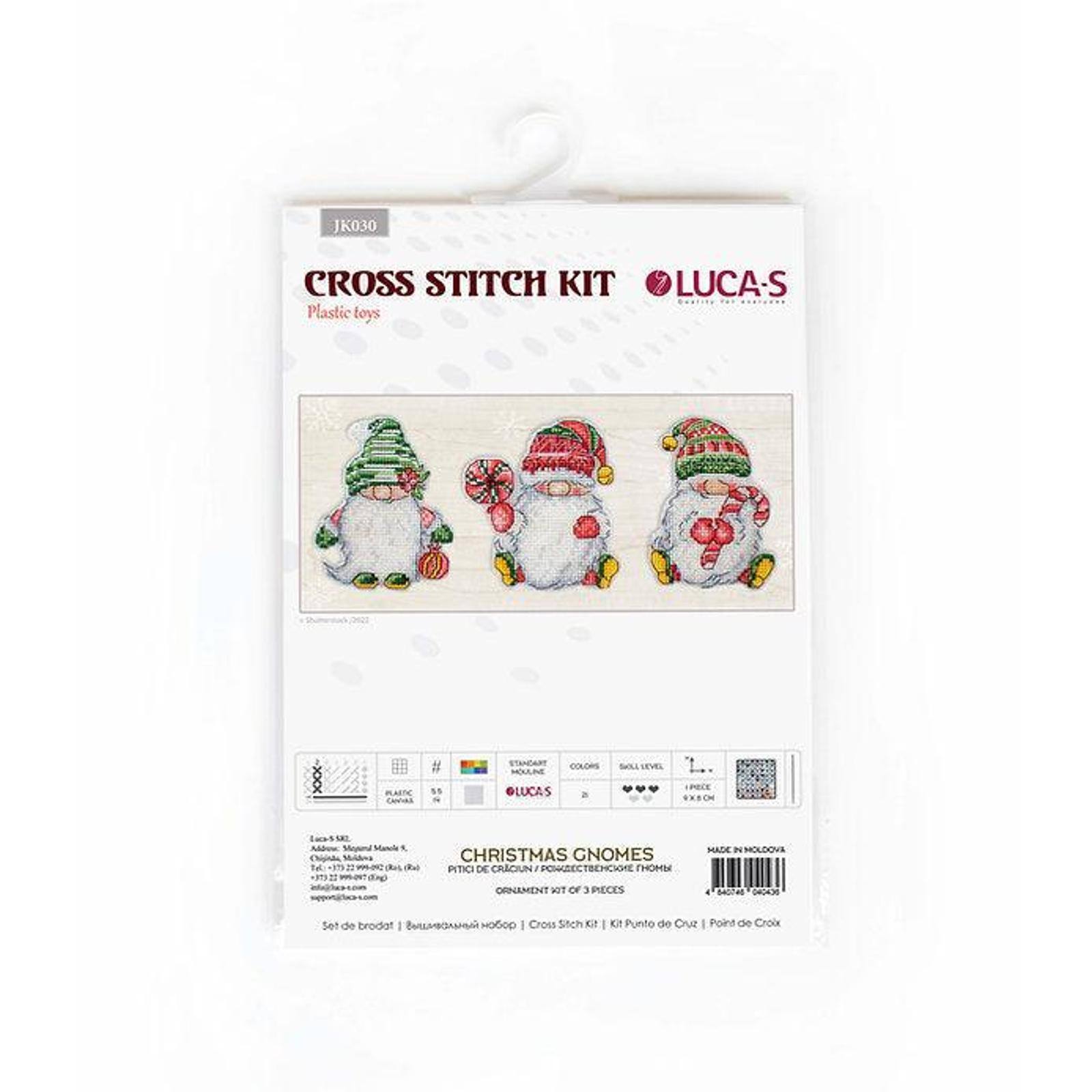Luca-S Christmas Gnomes Plastic Canvas Counted Cross Stitch Kit