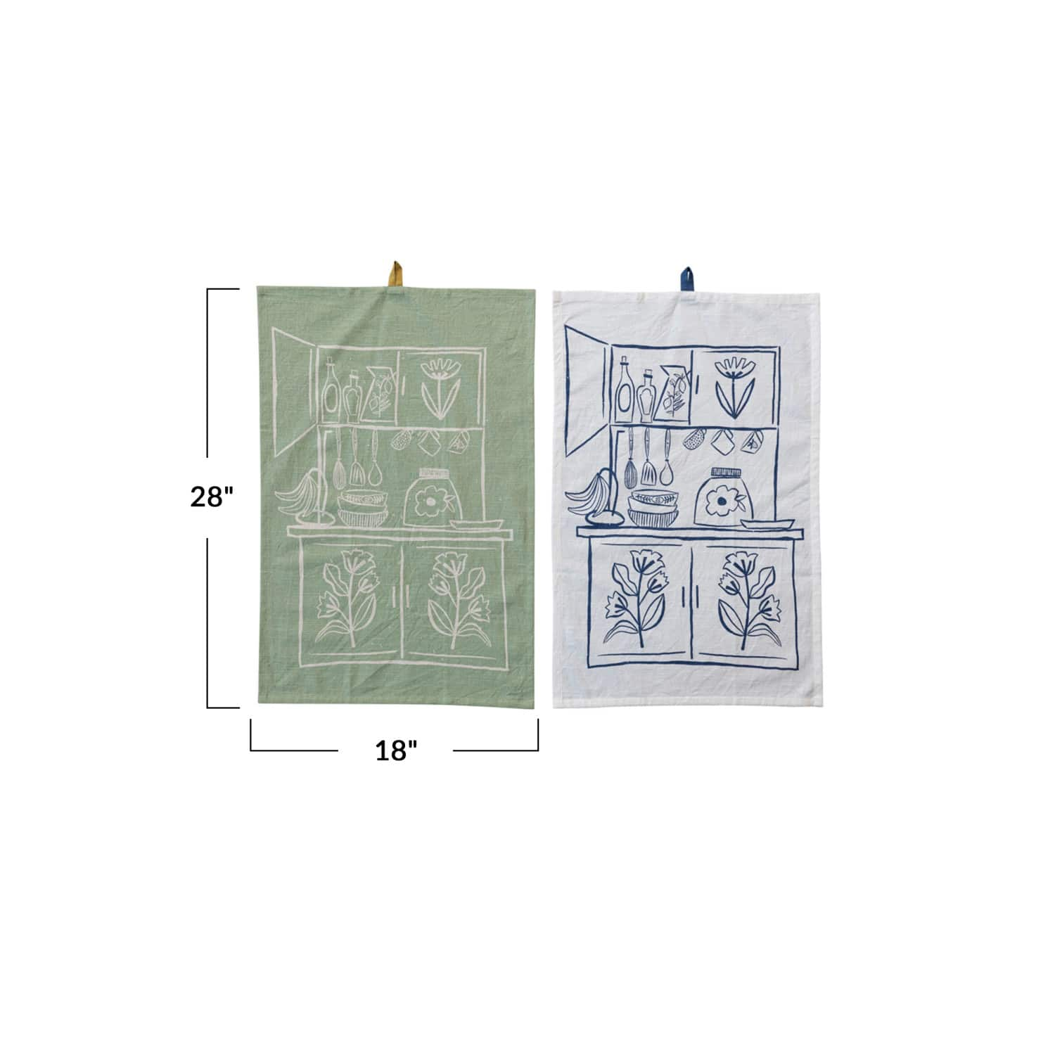 Cream &#x26; Sage Kitchen-Themed Tea Towels, 2ct.