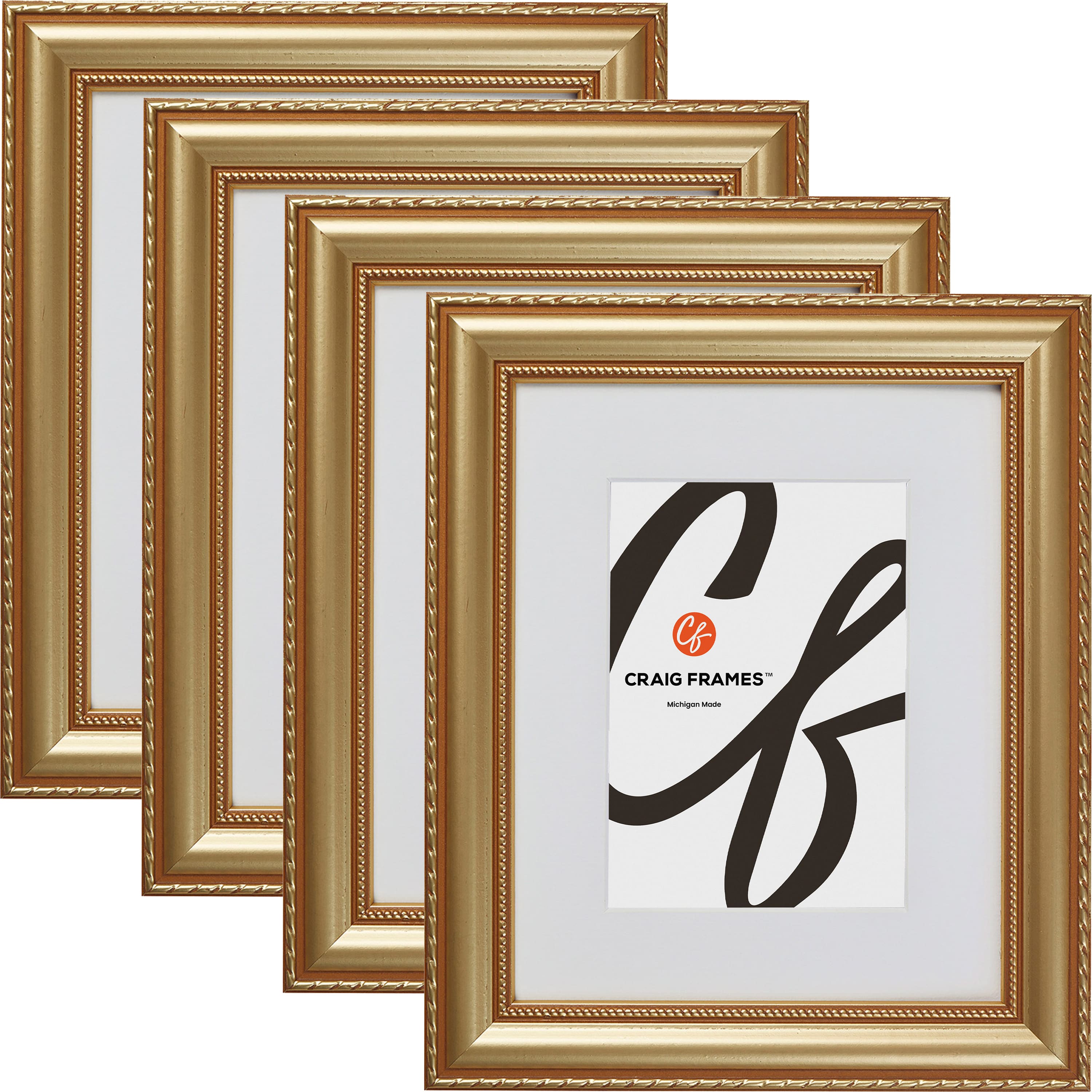 Craig Frames 4 Pack Victoria Gold Picture Frame with Mat