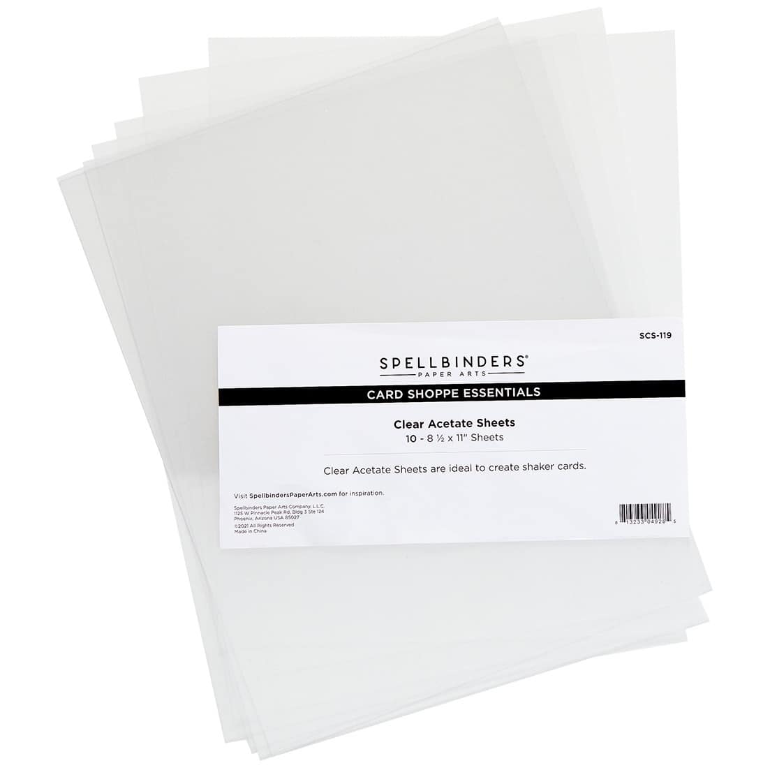 Spellbinders Card Shoppe Essentials Clear Acetate Sheets 8.5 X 11 Shaker  Craft Clear Plastic Sheets 