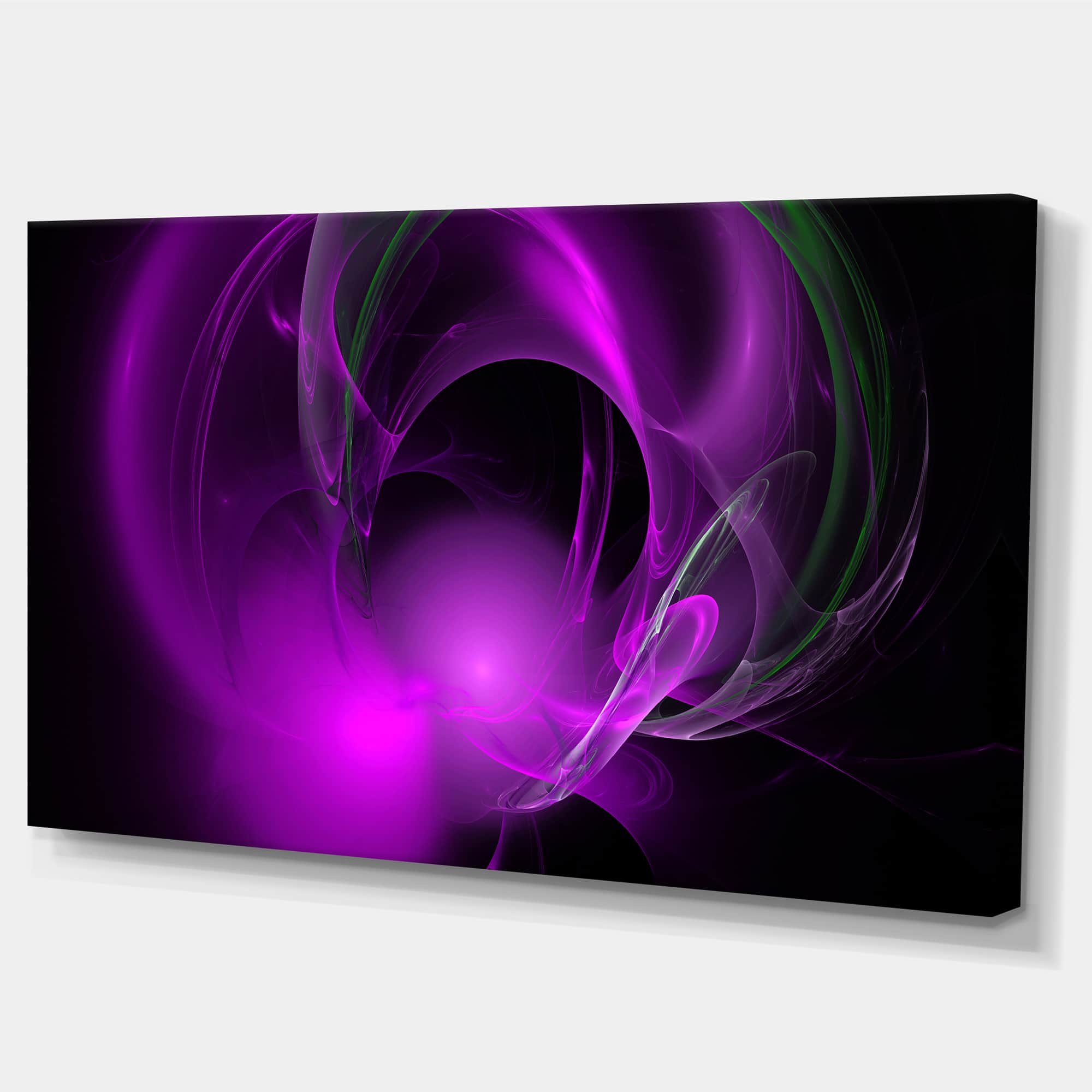 Designart - Purple Fractal Galactic Nebula - Abstract Wall Art Canvas