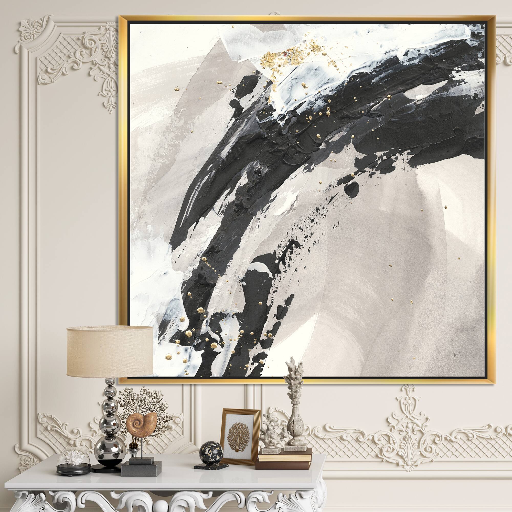 Designart - Glam Painted Arcs IV - Transitional Framed Canvas