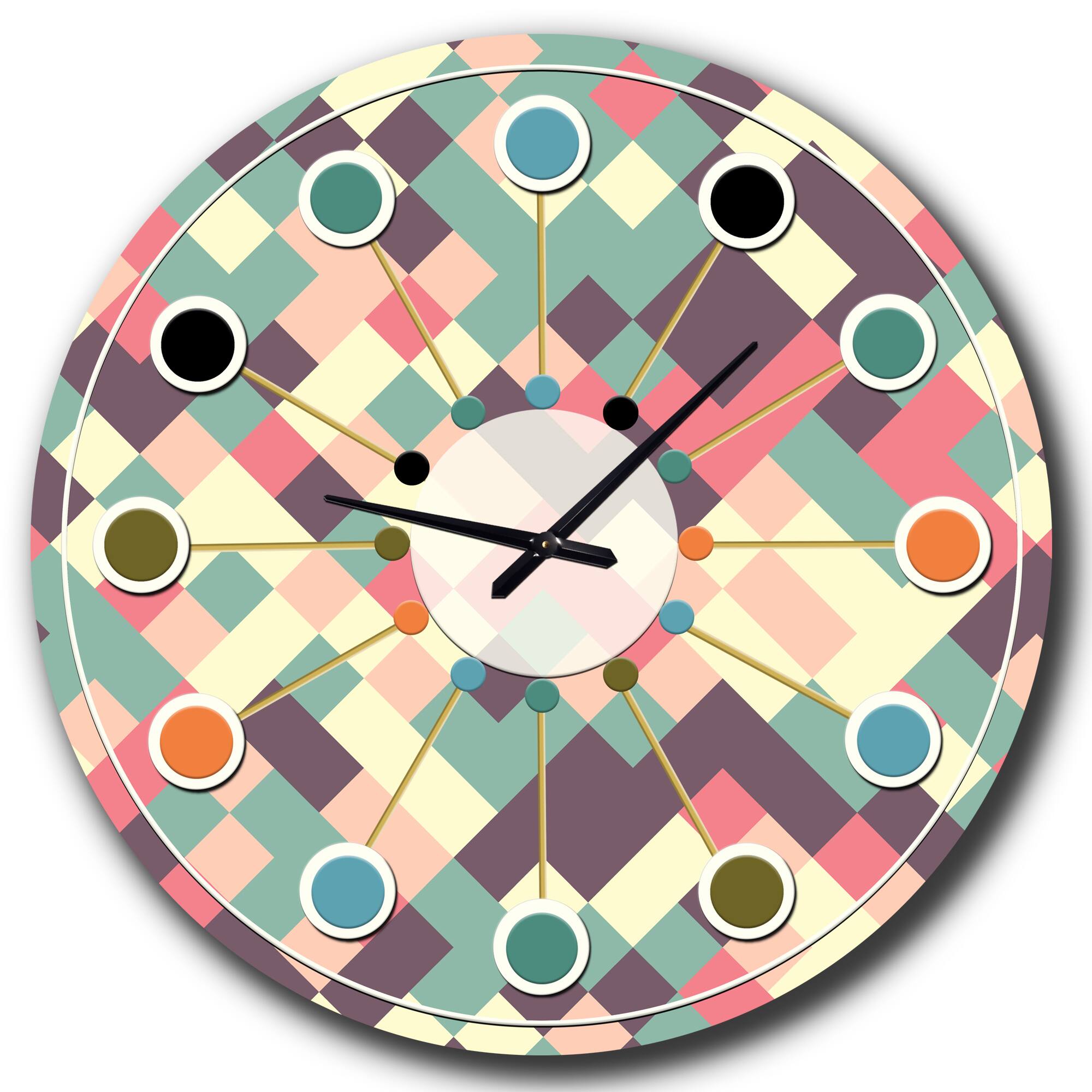 Designart &#x27;Retro Square Design Iv Mid-Century Modern Wall Clock