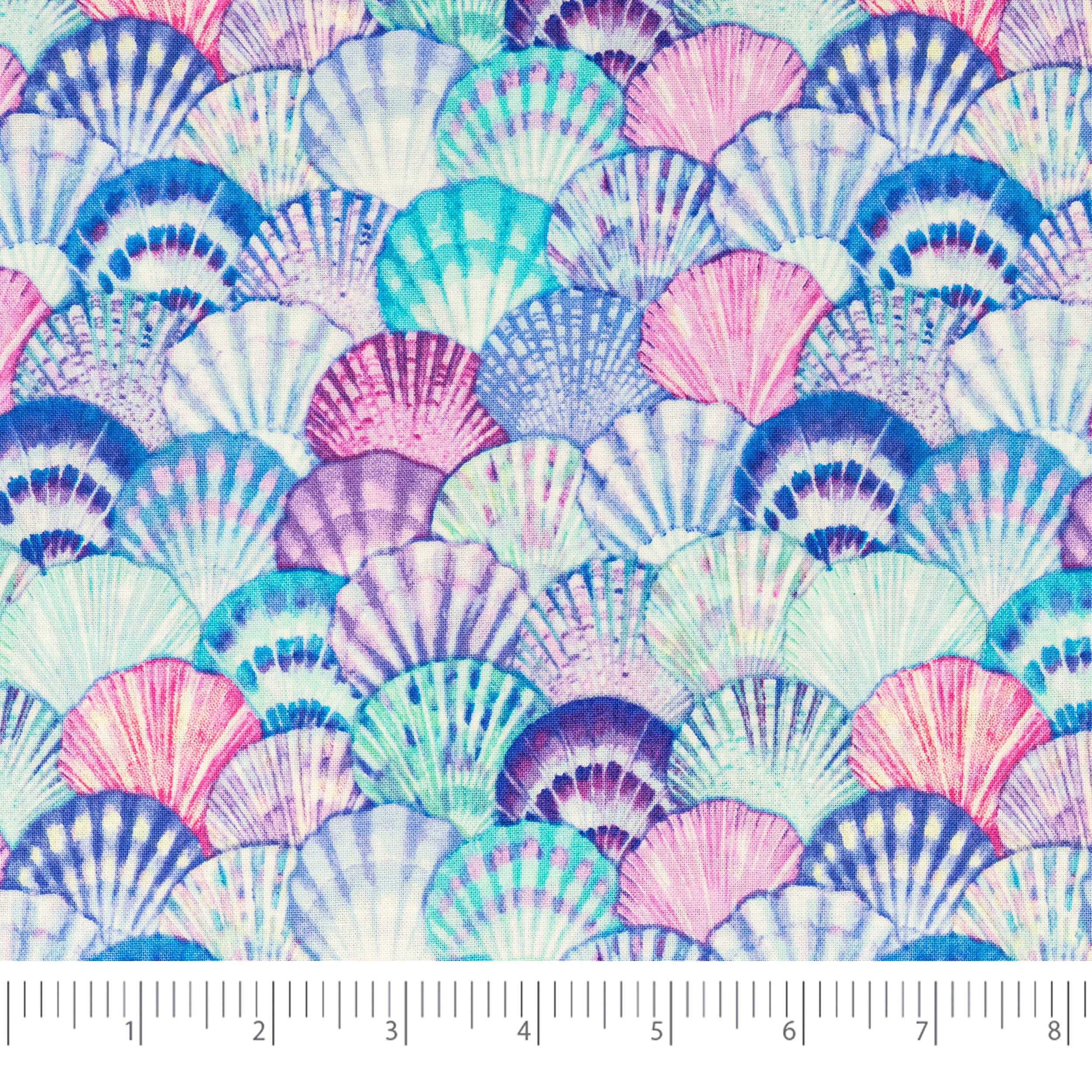 SINGER Pink &#x26; Purple Shells Cotton Fabric
