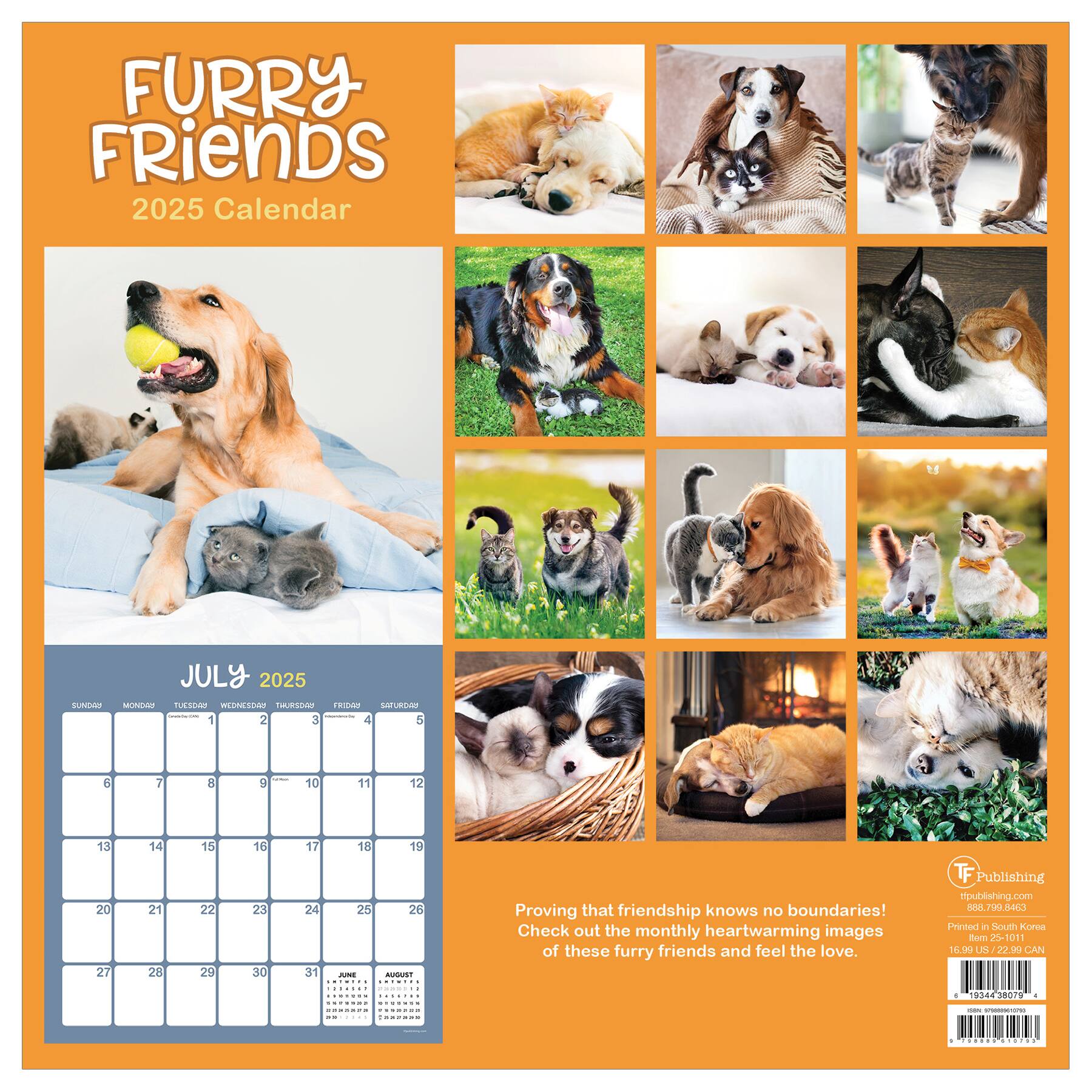 TF Publishing 2025 Furry Friends Wall Calendar