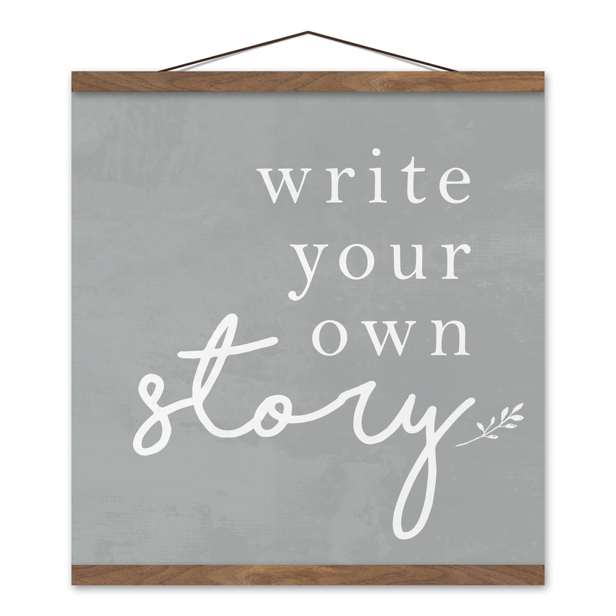 Write Your Own Story 16&#x22; x 16&#x22; Teak Hanging Canvas