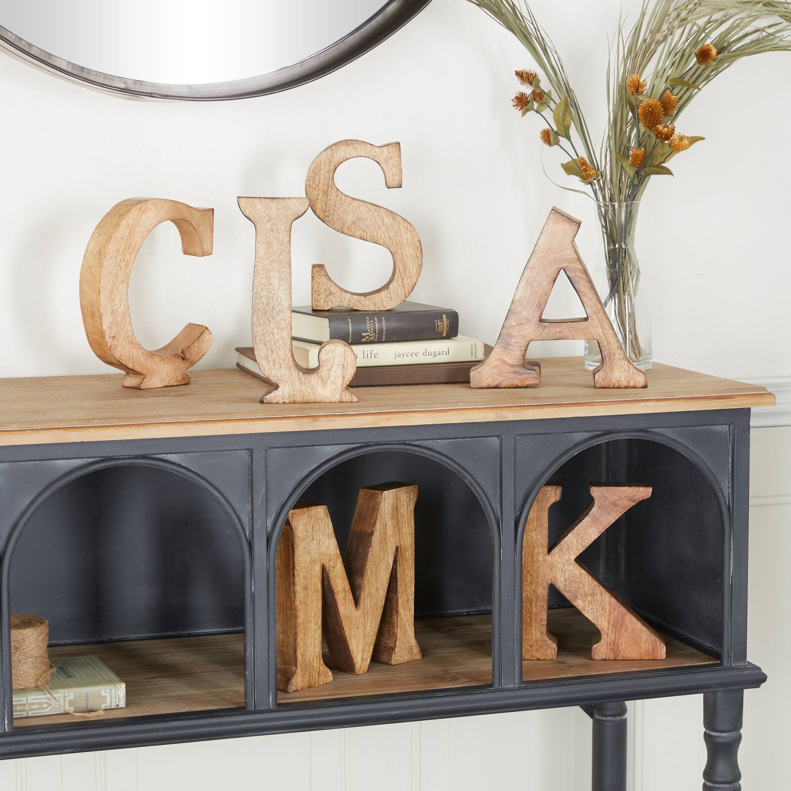 8" Brown Mango Wood Letter Set, 6ct.