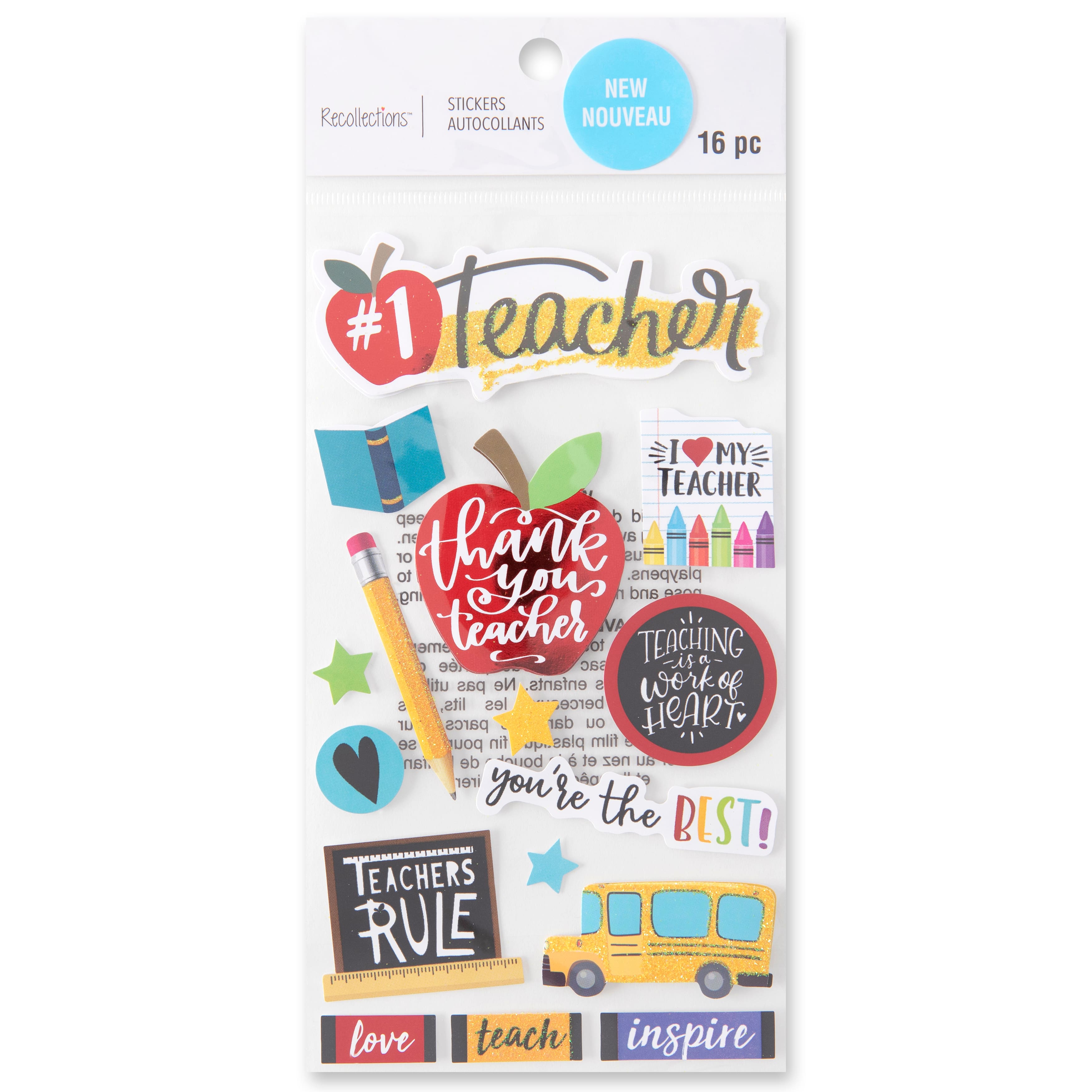12 Pack: Teacher Stickers by Recollections&#x2122;