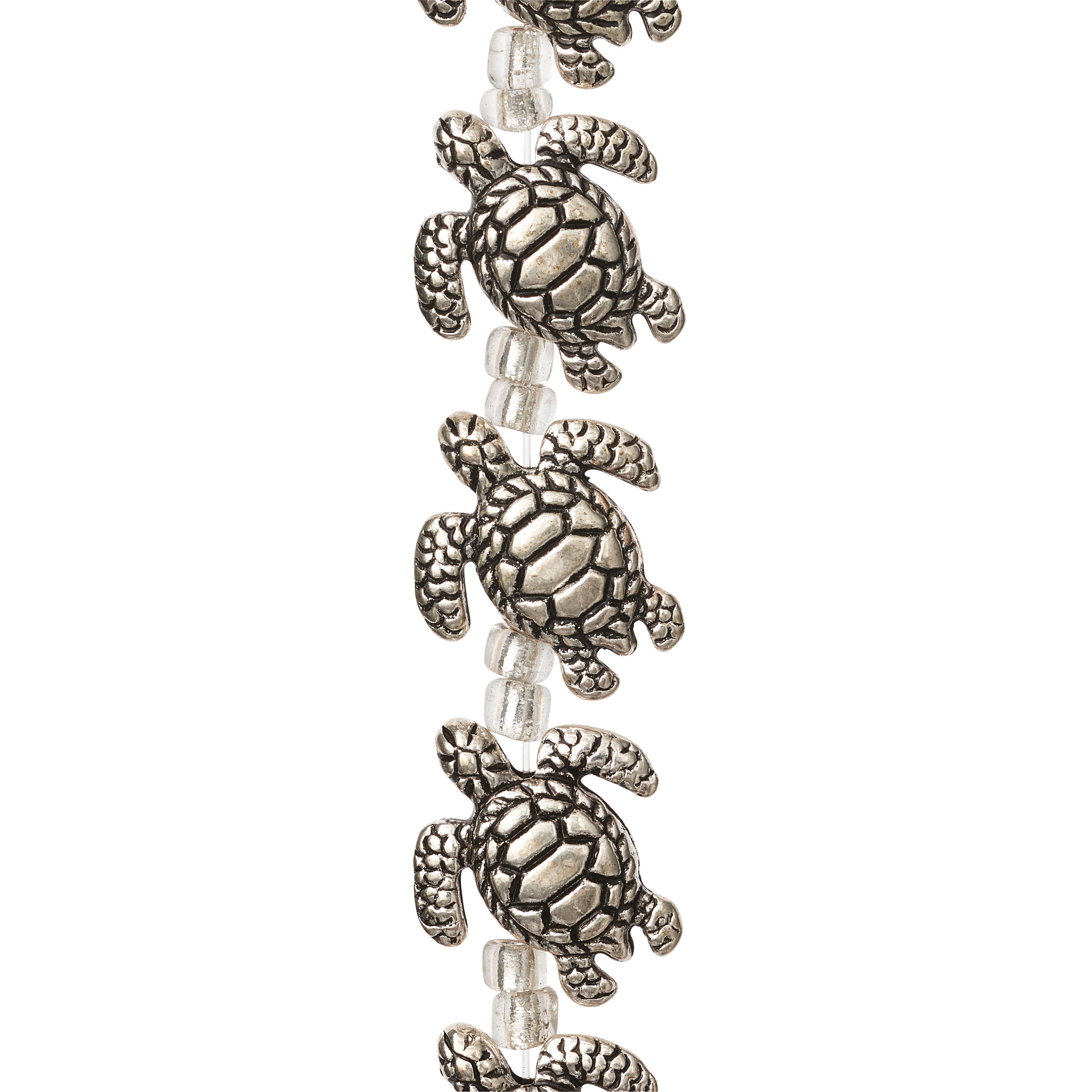 12 Packs: 8 ct. (96 total) Silver Metal Sea Turtle Beads, 18mm by Bead Landing™