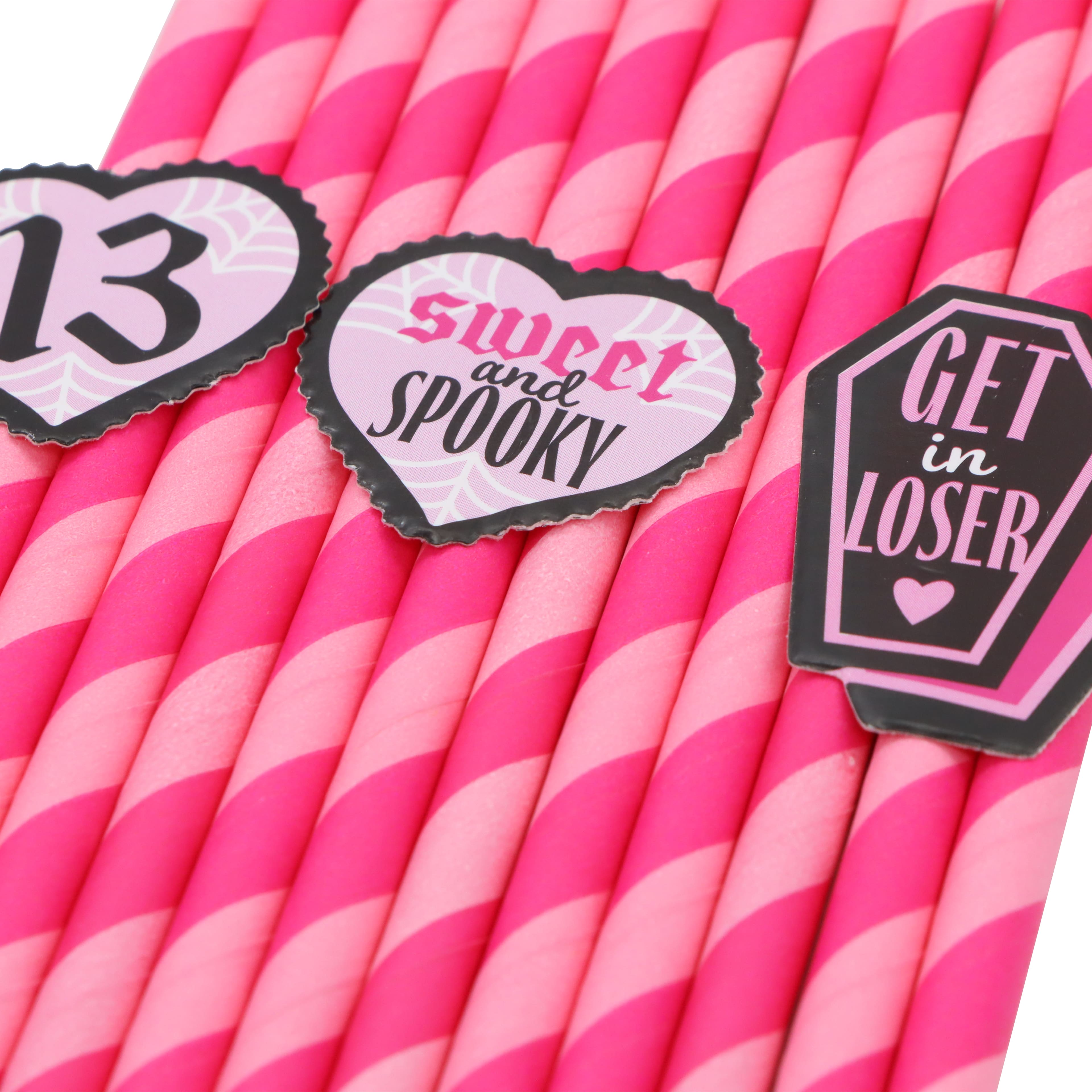 7.5&#x22; Pink &#x26; White Paper Straws, 12ct. by Makery&#x2122;