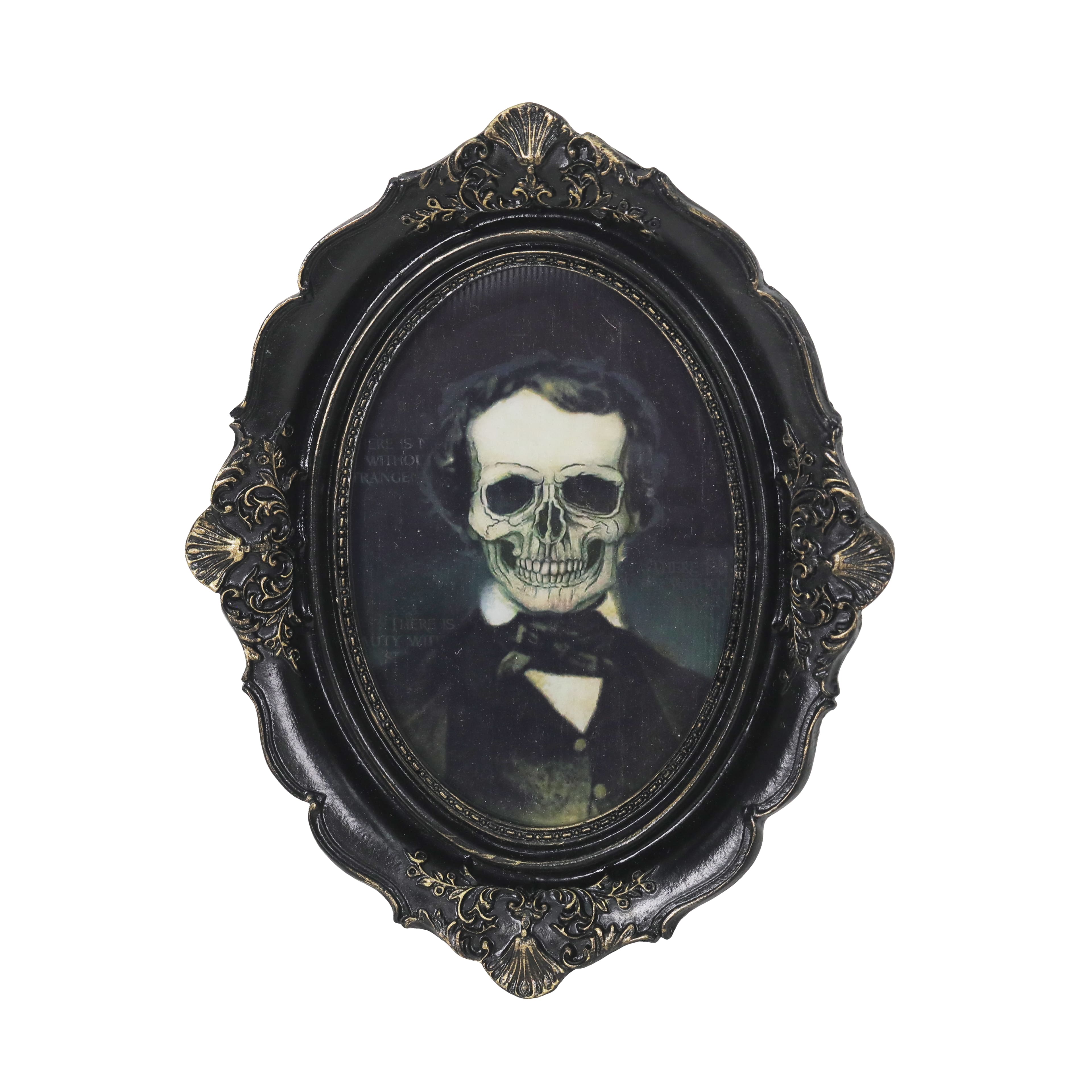 8.25" Lenticular Skeleton Edgar Allen Poe Tabletop Décor in Ornate Frame by Ashland®