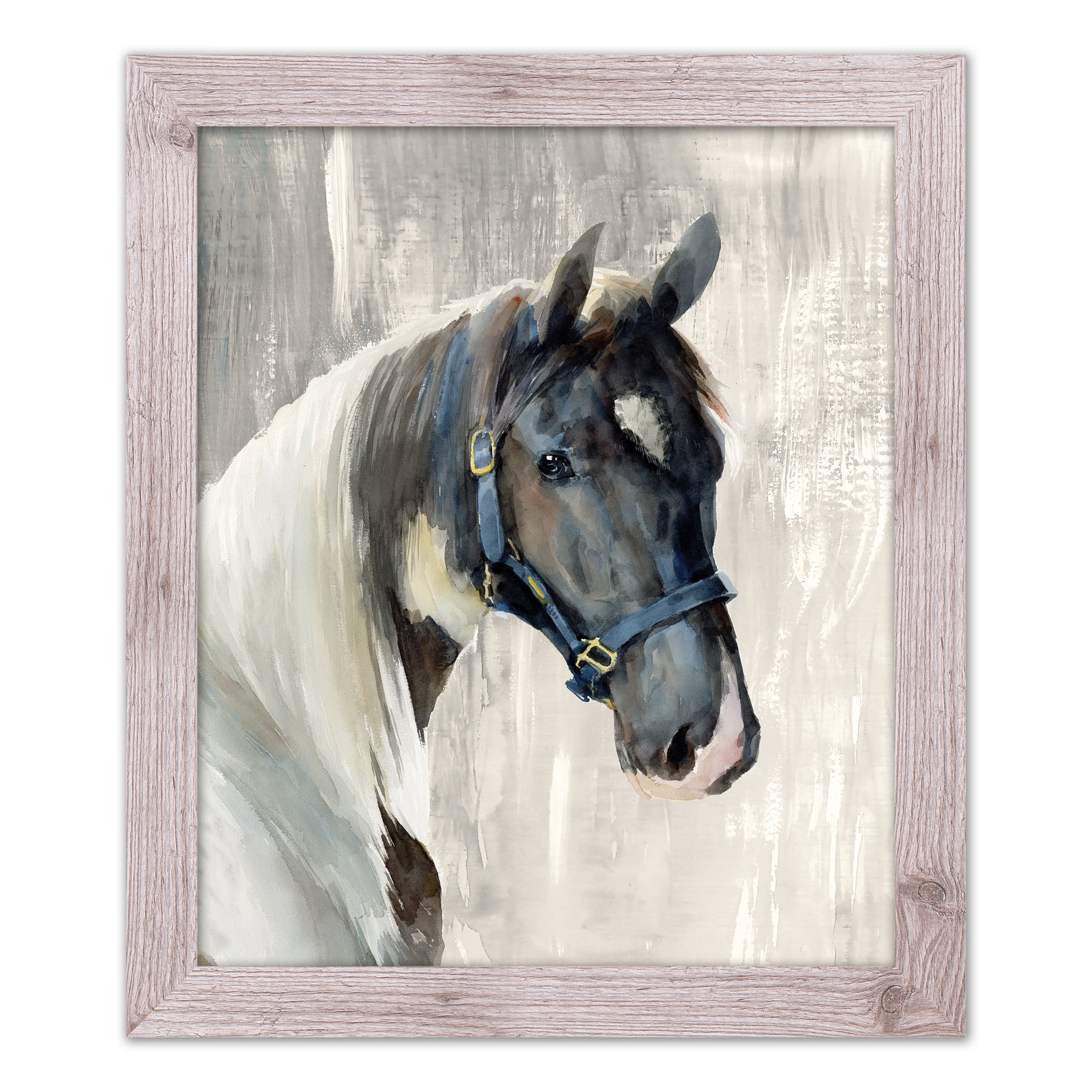 Watercolor Horse 20&#x22; x 24&#x22; Western White Framed Print