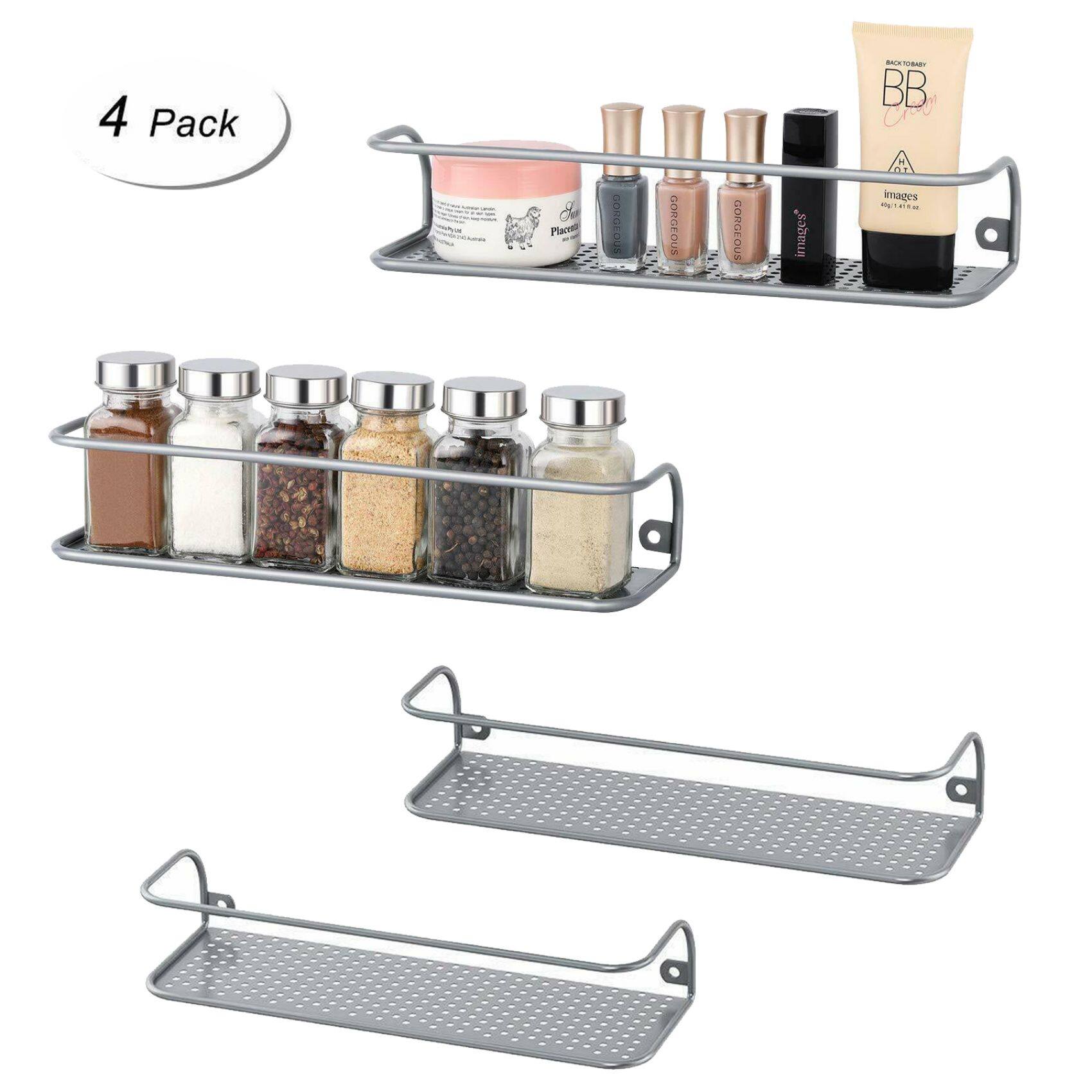 NEX™ Silver Wall-Mount Metal Spice Racks for Kitchen Storage, 4ct.