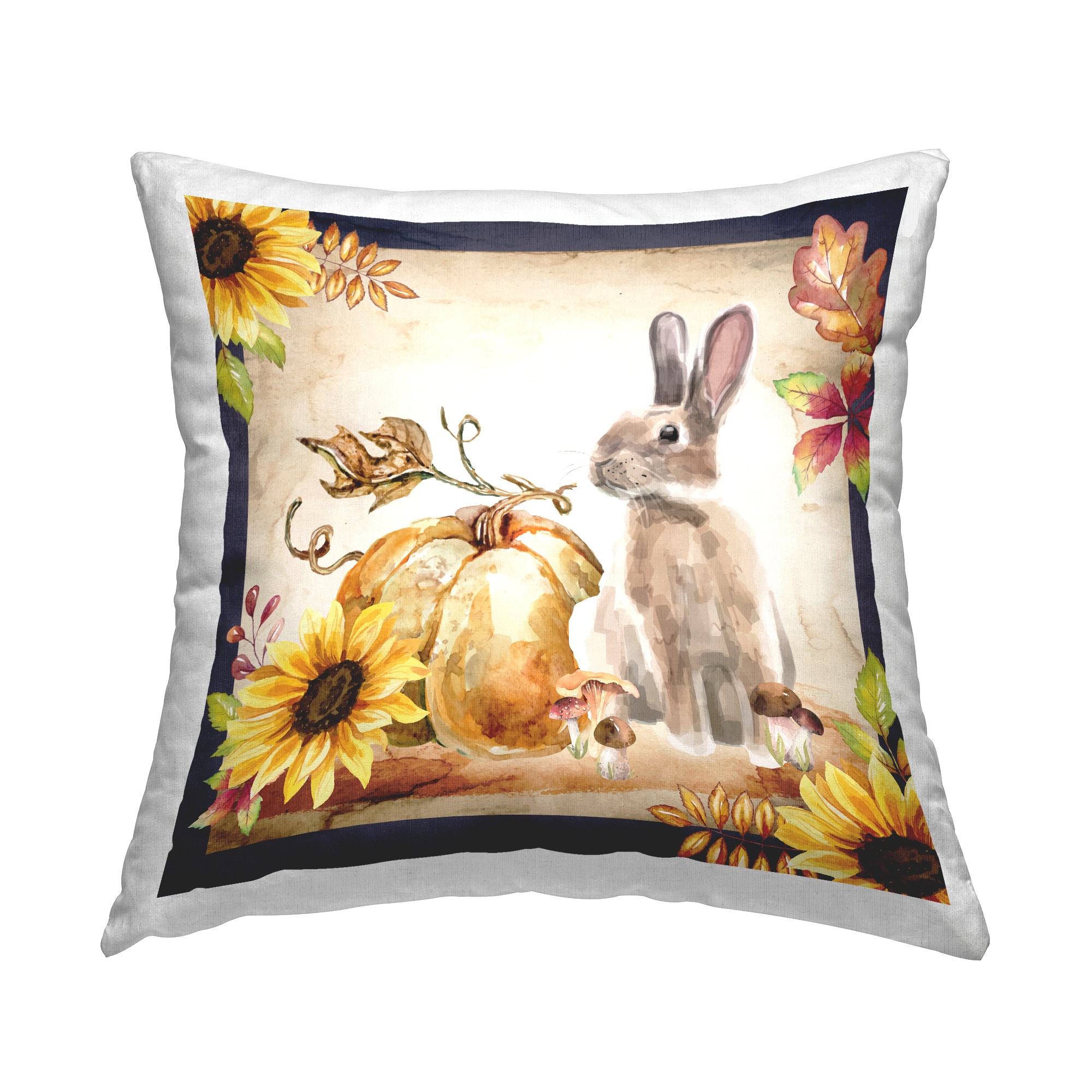 Stupell Industries Fall Rabbit Botanical Pumpkin Decorative Printed Throw Pillow