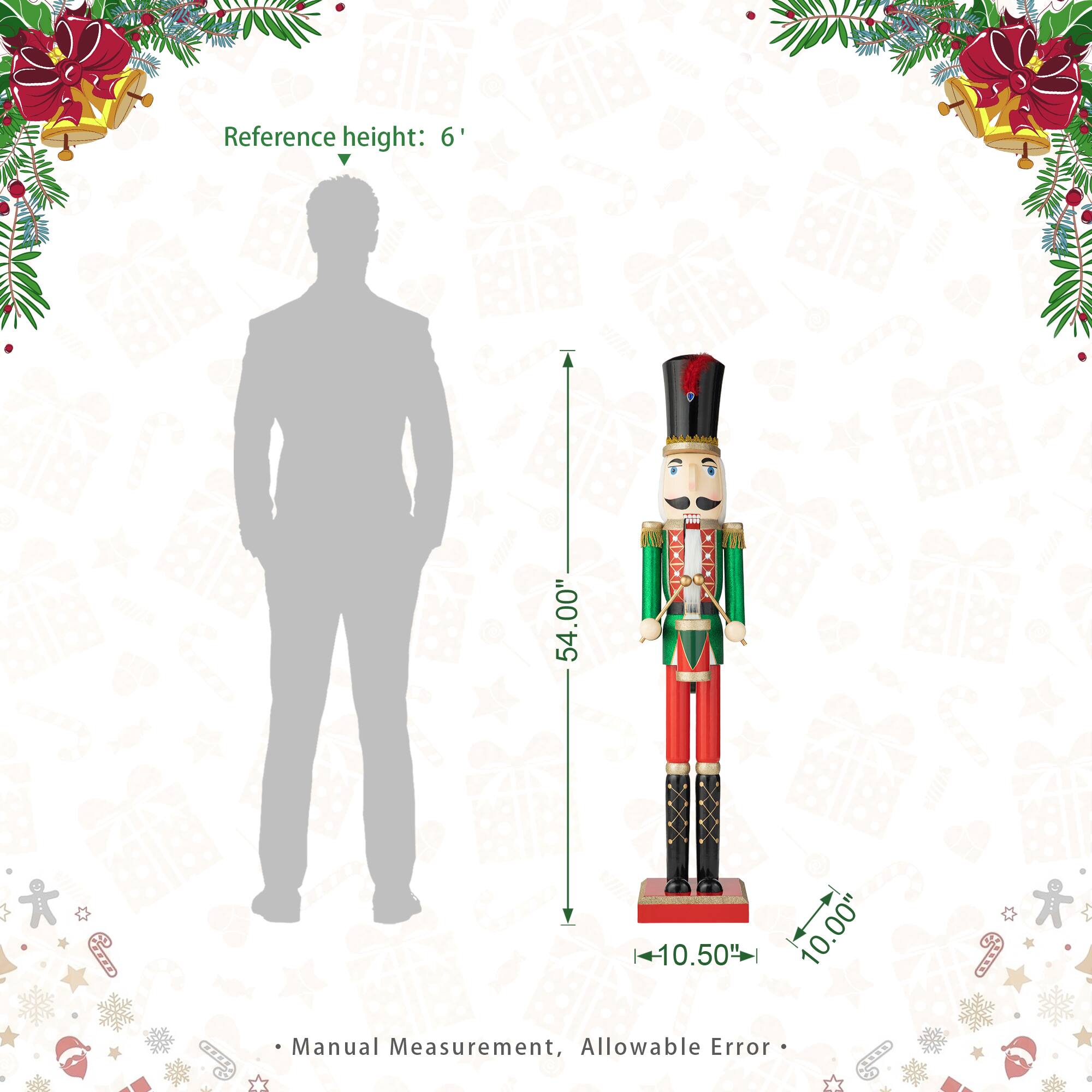 Glitzhome&#xAE; 54&#x22; Wooden Christmas Glitter Soldier Nutcracker