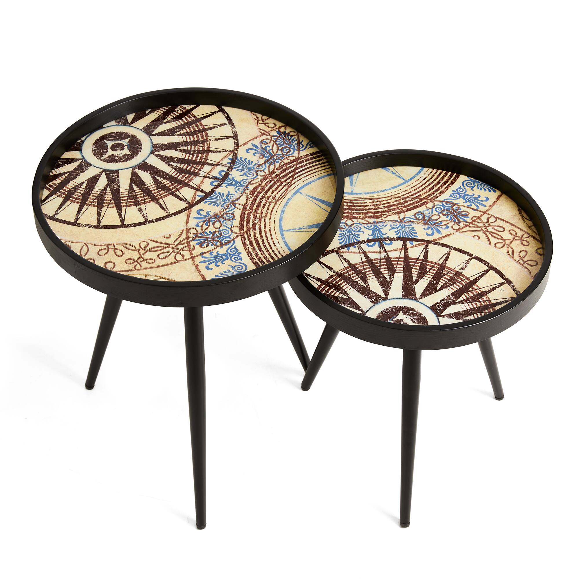 Glitzhome&#xAE; Nesting Side Table with Polygonal Star Pattern Tray Top Set