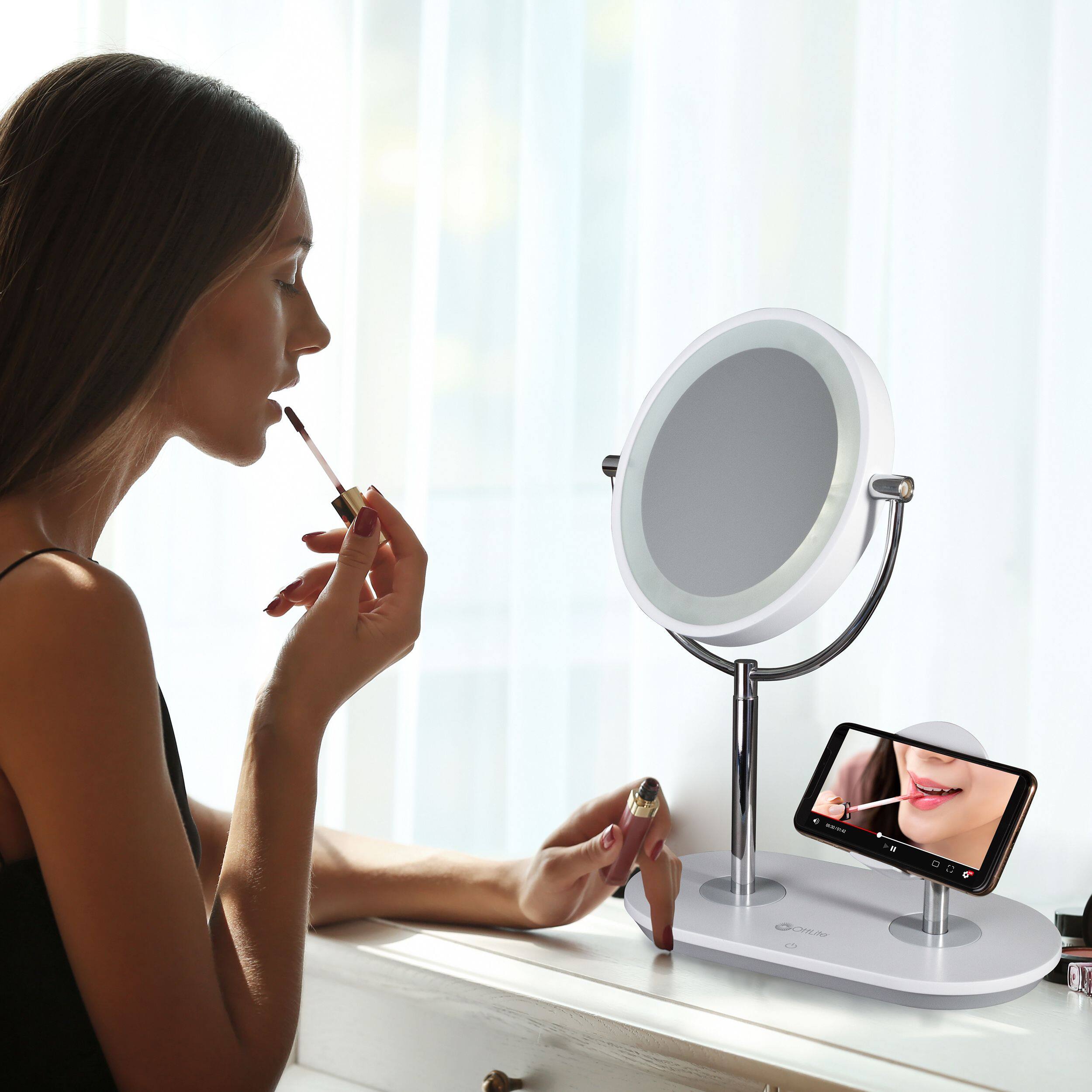 OttLite 15.65" Wireless Charging LED Makeup Mirror