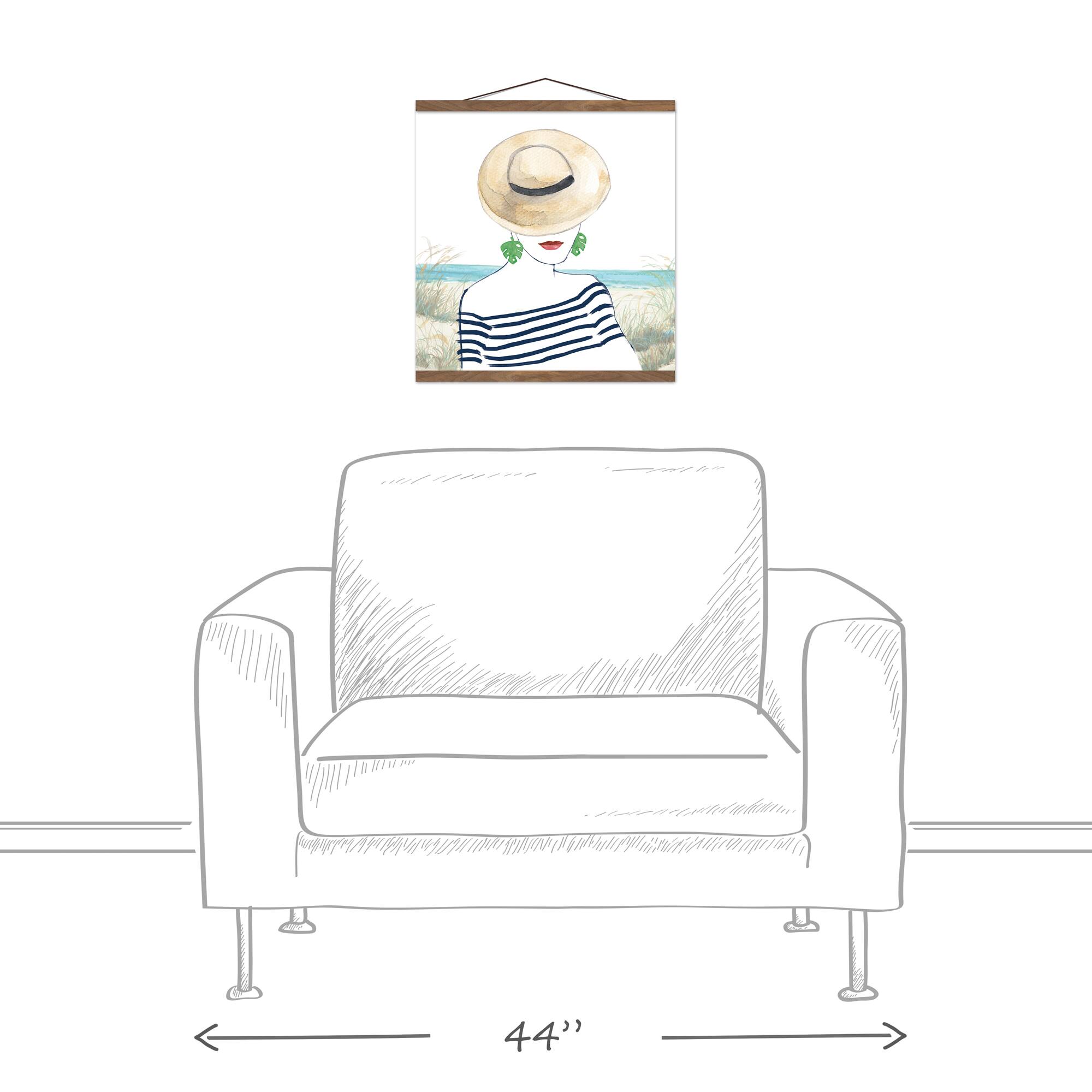 Sunhat Woman Teak Hanging Canvas Wall Art