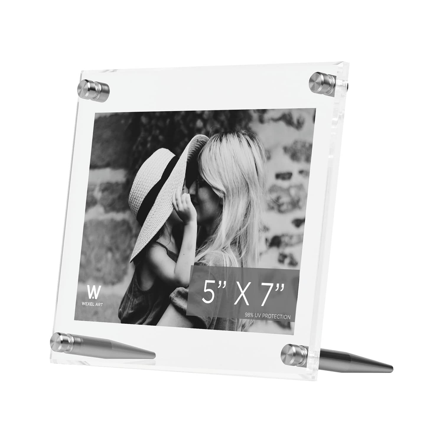 Wexel Art Clear Acrylic Tabletop Floating Picture Frame with Silver Hardware