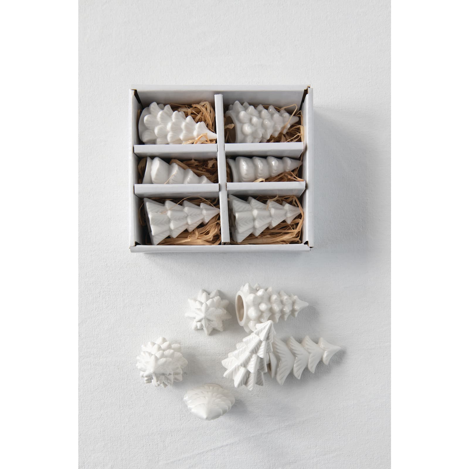 Hello Honey&#xAE; 3&#x22; White Stoneware Trees Set