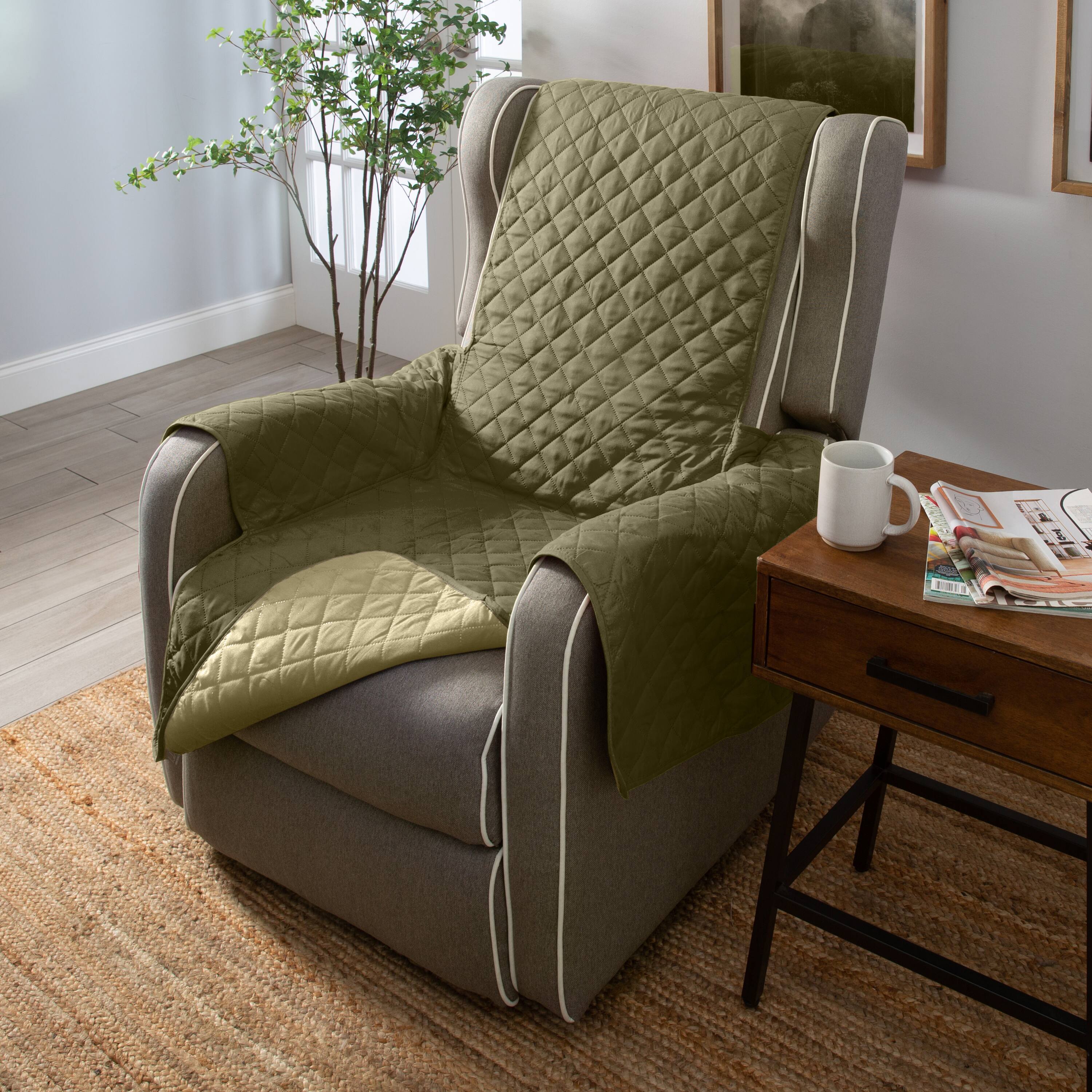 Home Details Reversible Quilted Furniture Chair Recliner Seat Protector
