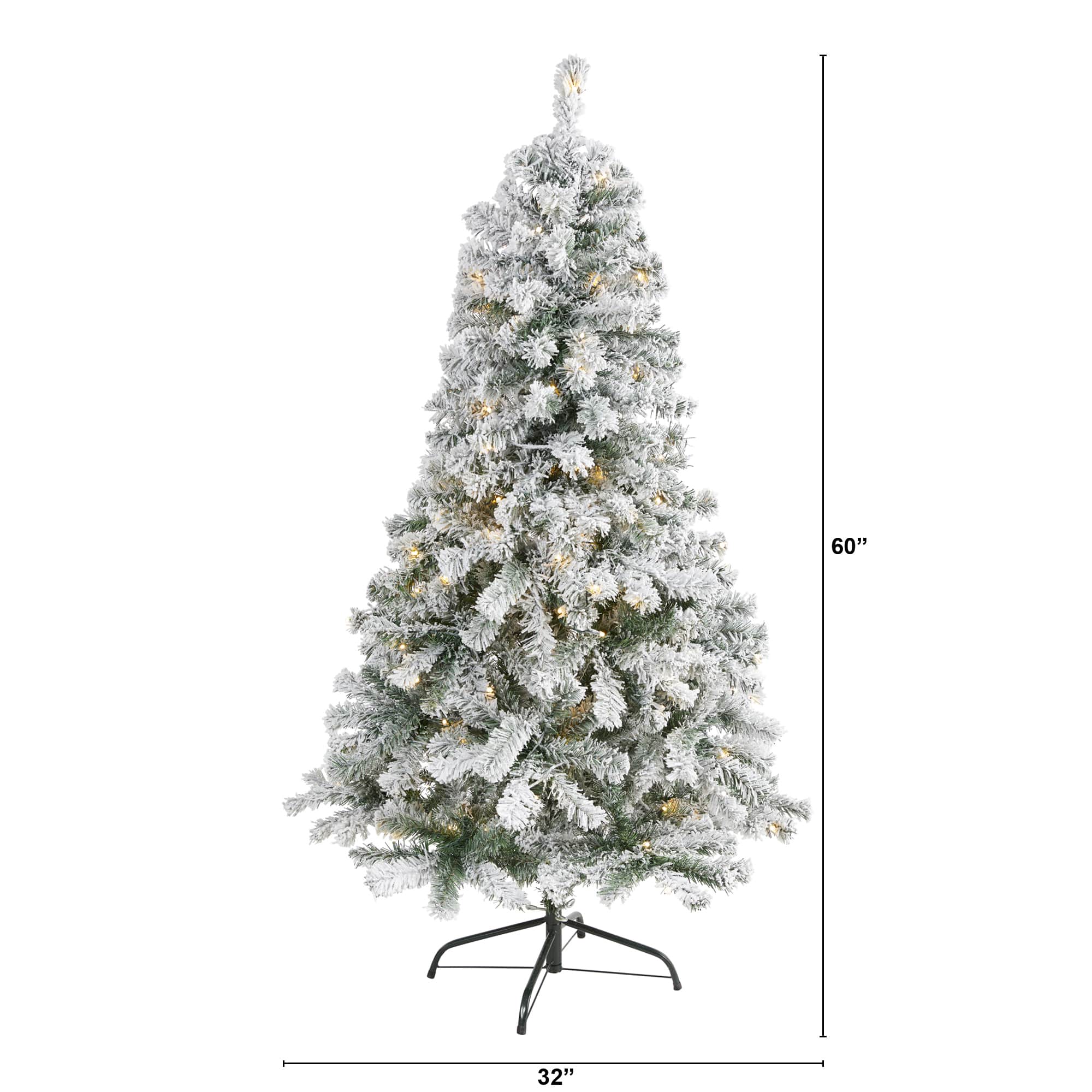5ft. Pre-Lit Flocked Rock Springs Spruce Artificial Christmas Tree with Clear LED Lights