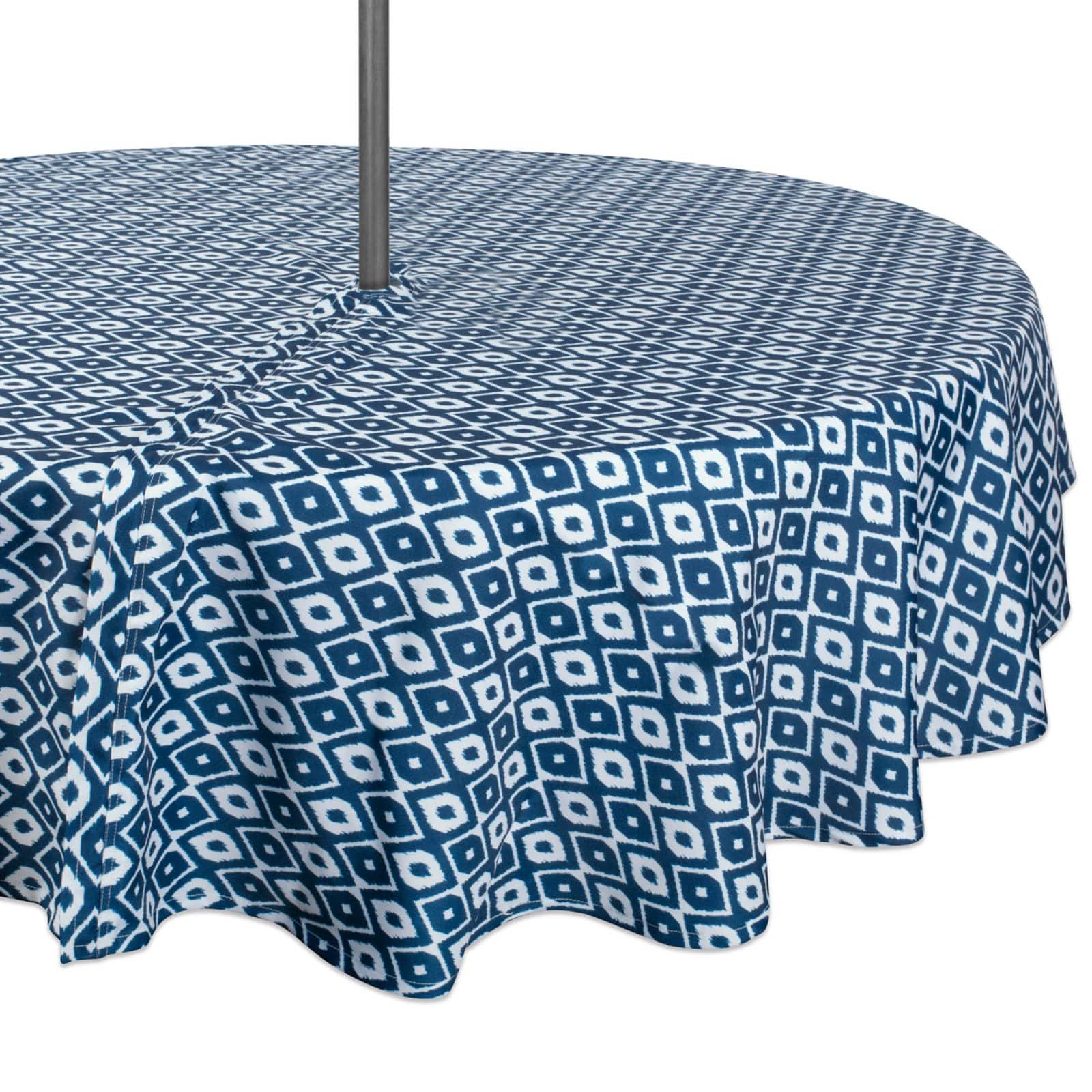 DII® 52" Round Blue Ikat Outdoor Tablecloth with Zipper