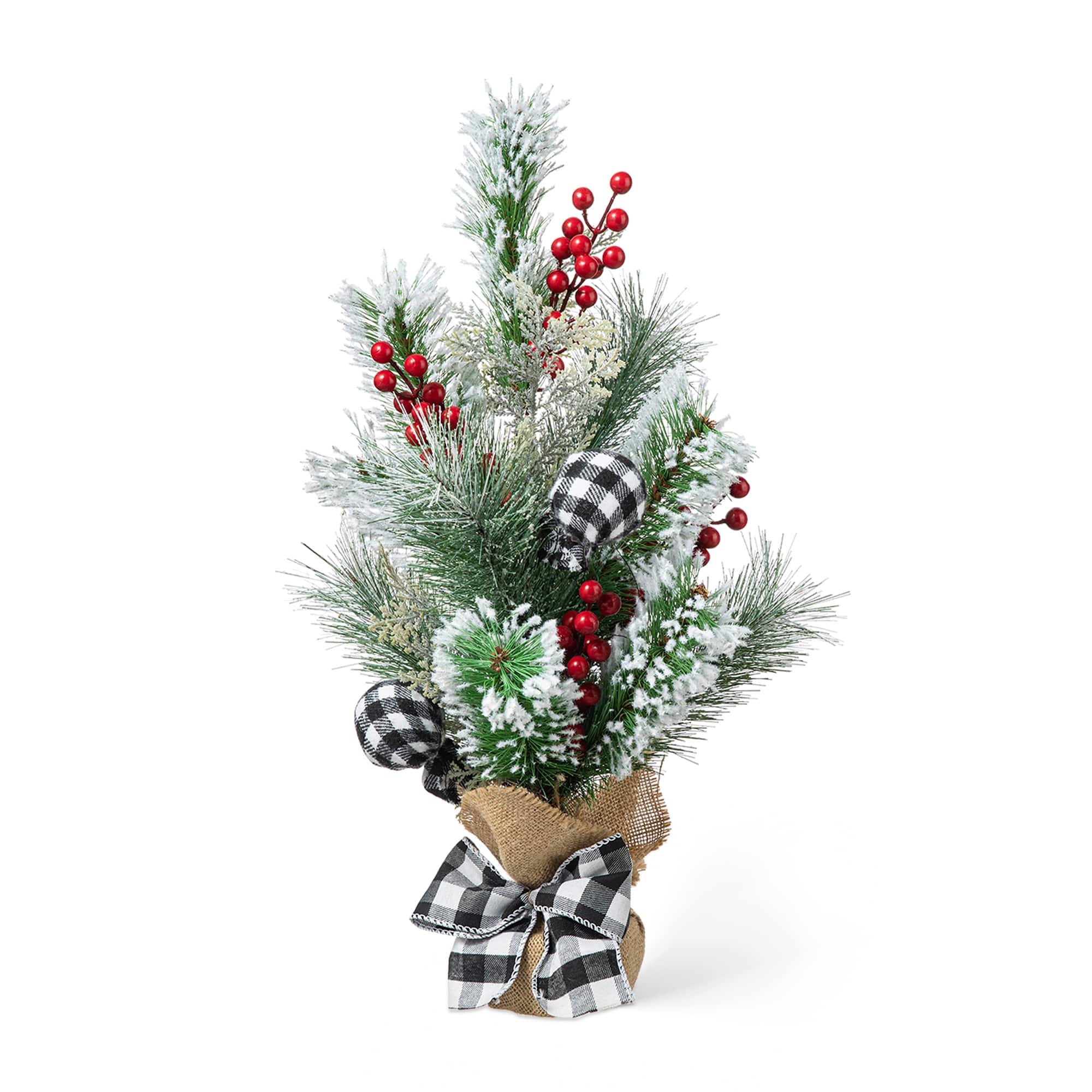 Glitzhome® 21" Flocked Pine & Berries Table Tree