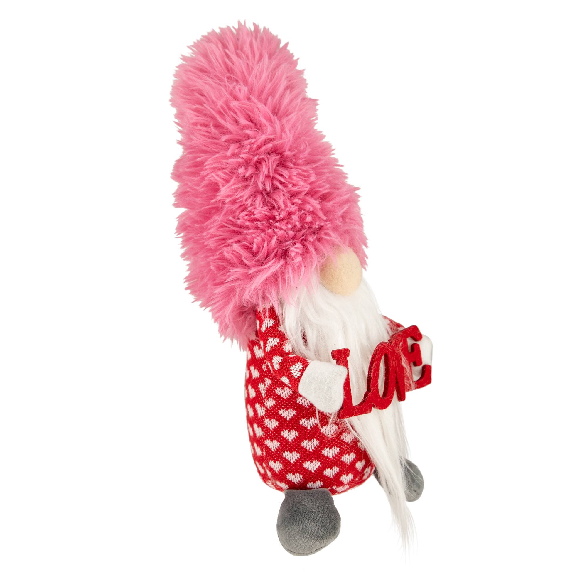 18&#x22; Fluffy Pink Faux Fur &#x27;Love&#x27; Valentine&#x27;s Day Gnome