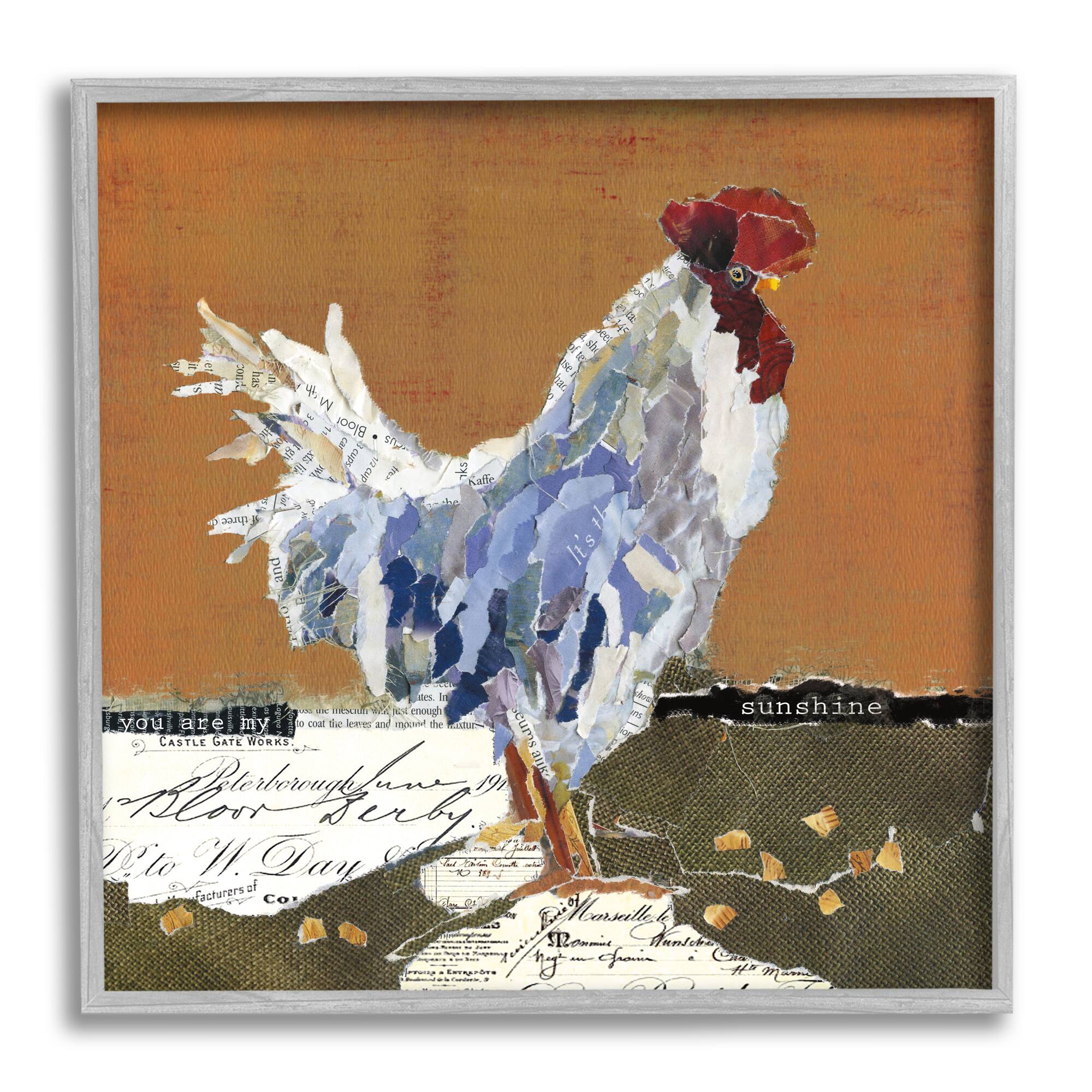 Stupell Industries Country Farm Chicken Collage My Sunshine Sentiment Framed Wall Art