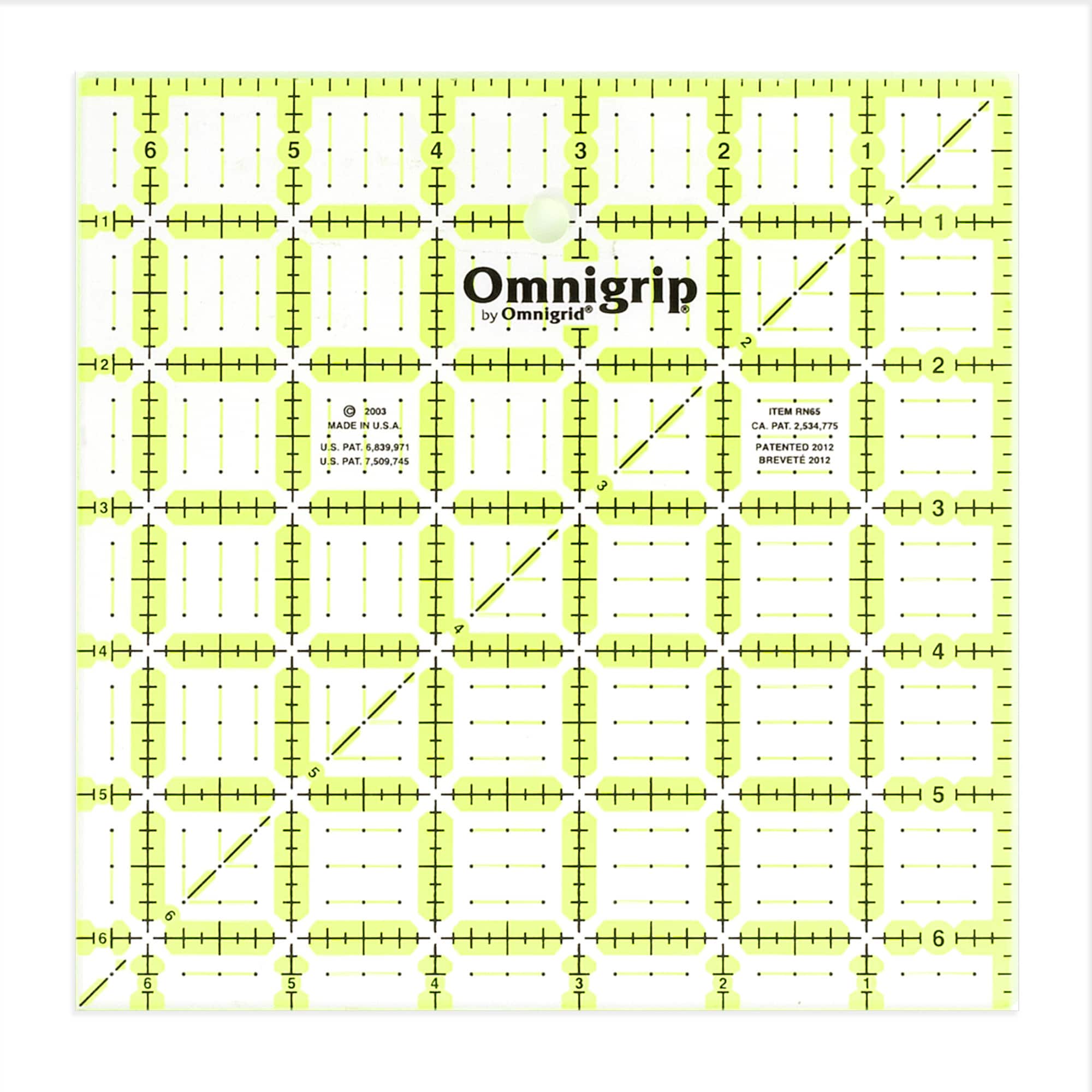 Omnigrip® by Omnigrid® 6.5" x 6.5" Non-Slip Square Quilting Ruler