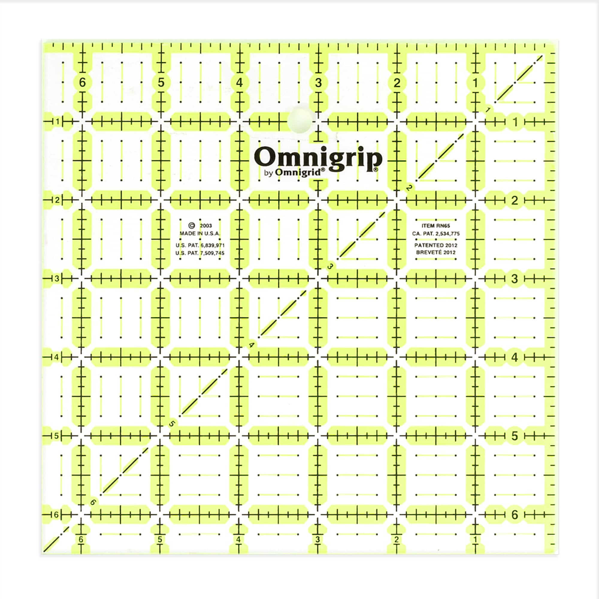 Omnigrip&#xAE; by Omnigrid&#xAE; 6.5&#x22; x 6.5&#x22; Non-Slip Square Quilting Ruler